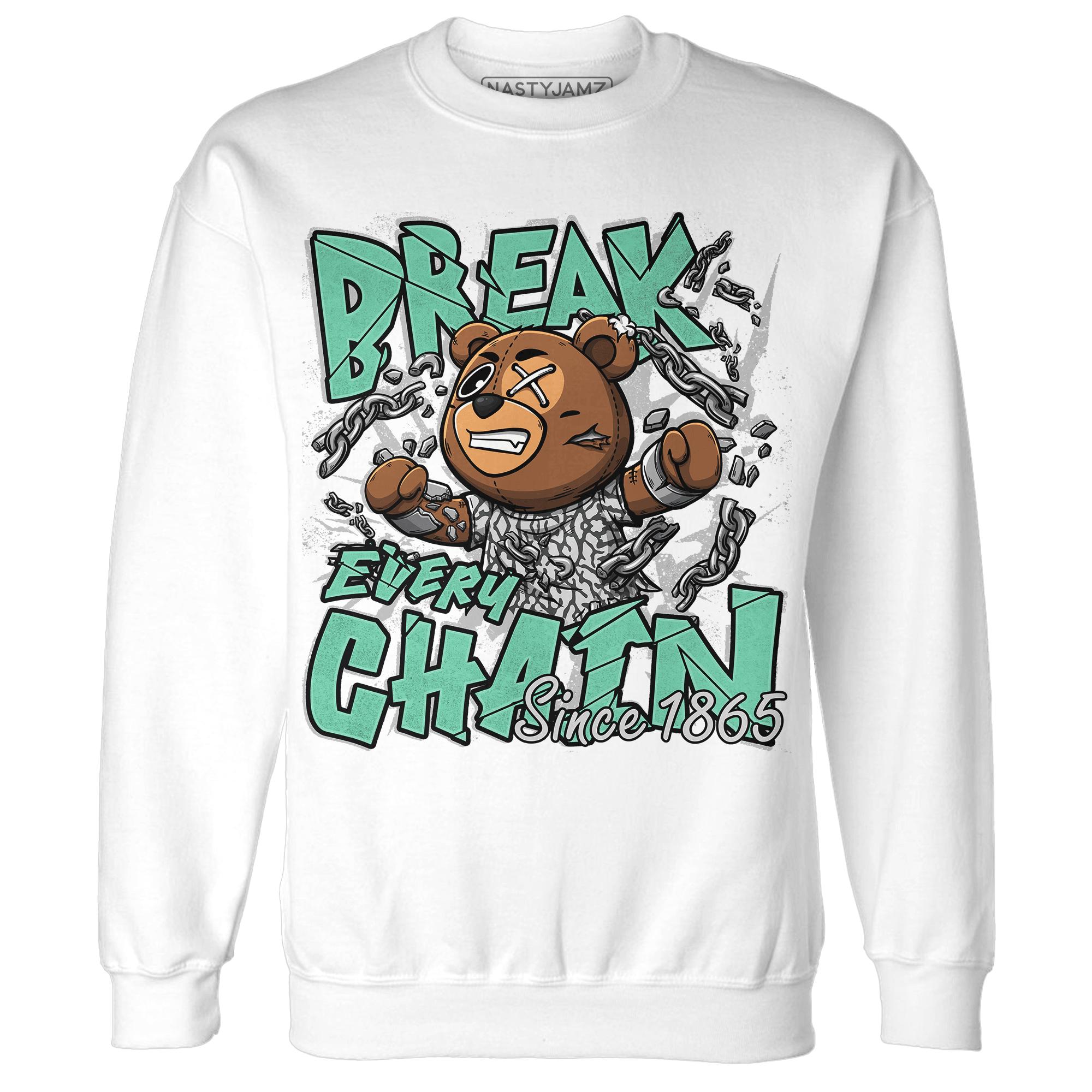 Green Glow 3s Sweatshirt Match BER Break Chain - NastyJamz
