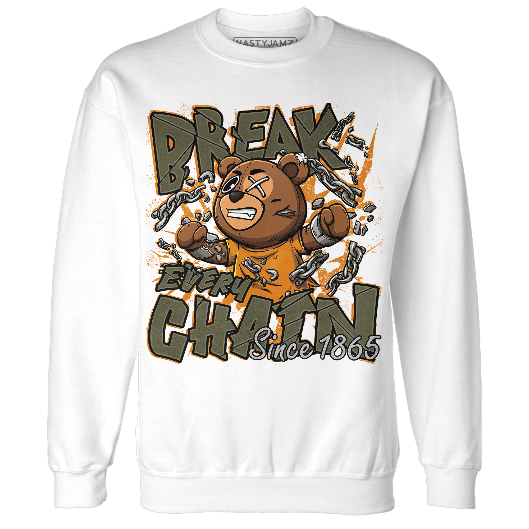 Olive 5s Sweatshirt Match BER Break Chain - NastyJamz