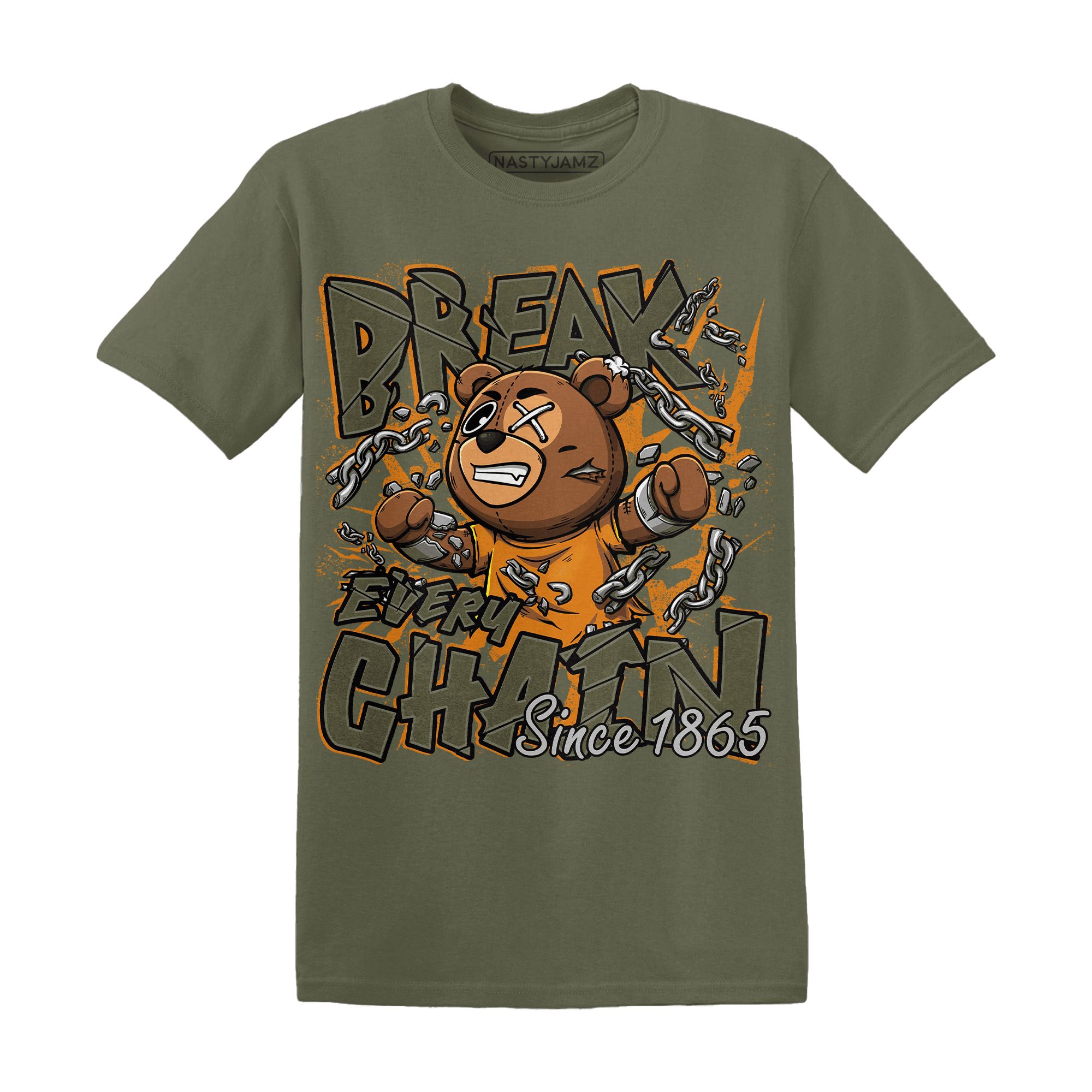 Olive 5s T Shirt BER Break Chain - NastyJamz