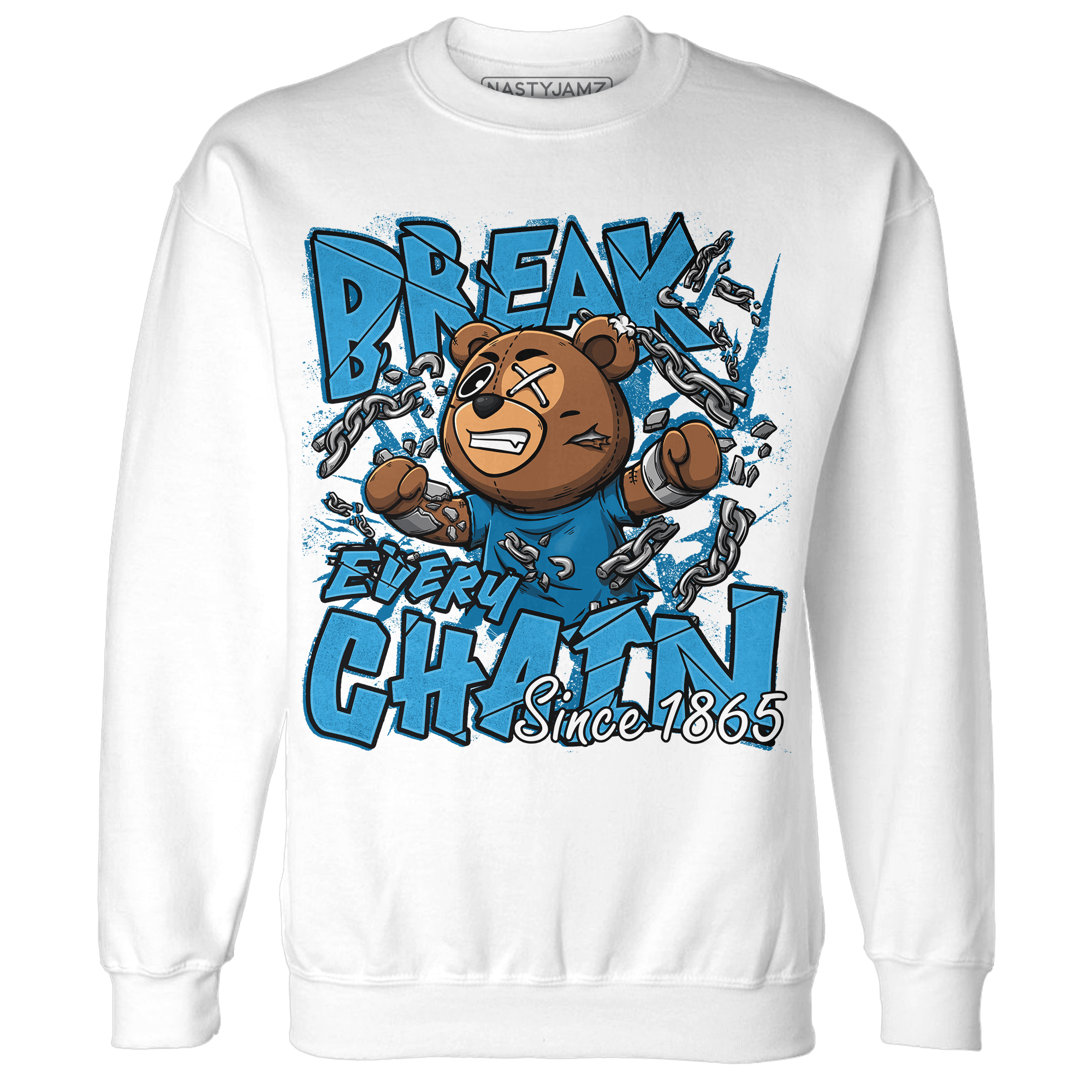 Powder Blue 9s Sweatshirt Match BER Break Chain - NastyJamz
