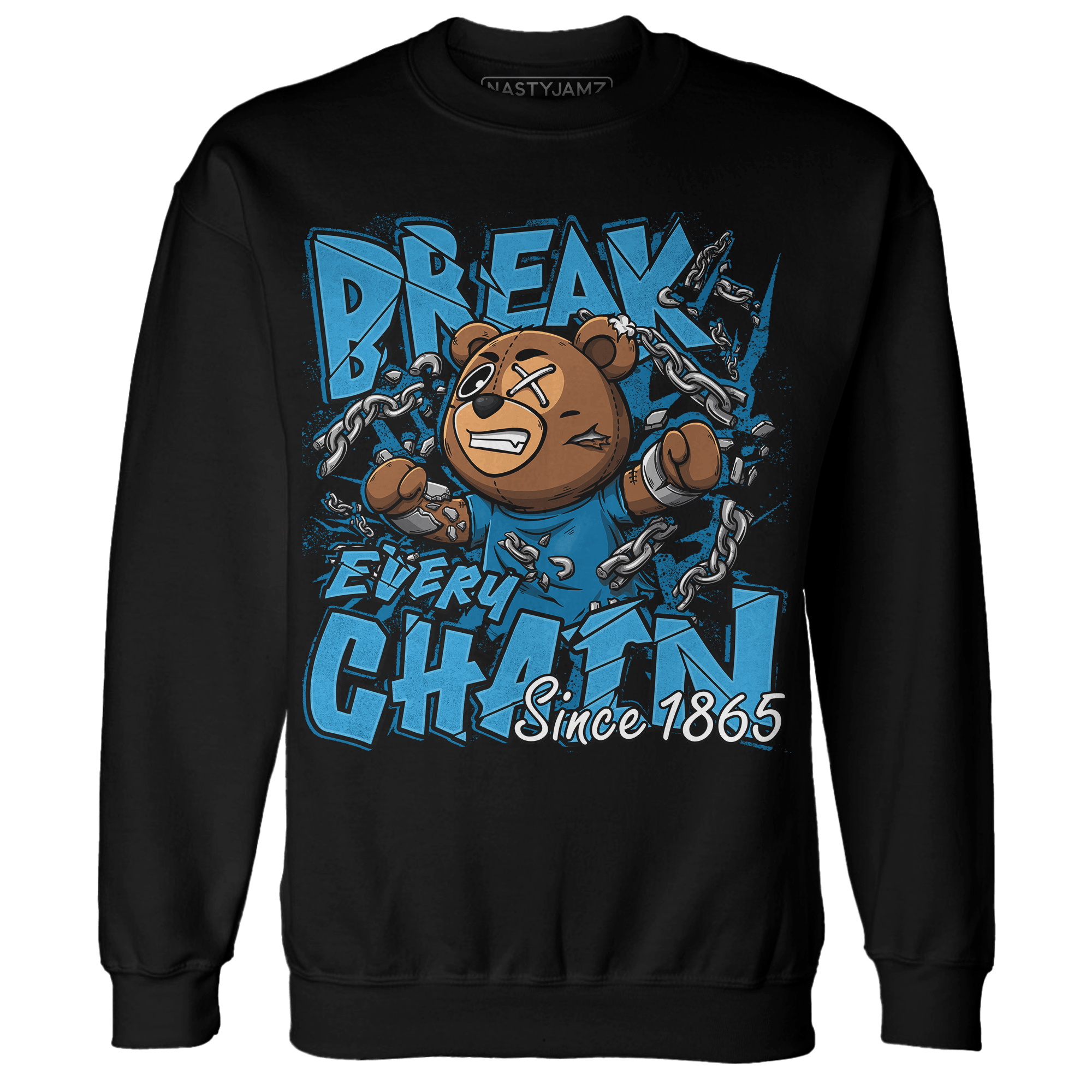 Powder Blue 9s Sweatshirt Match BER Break Chain - NastyJamz