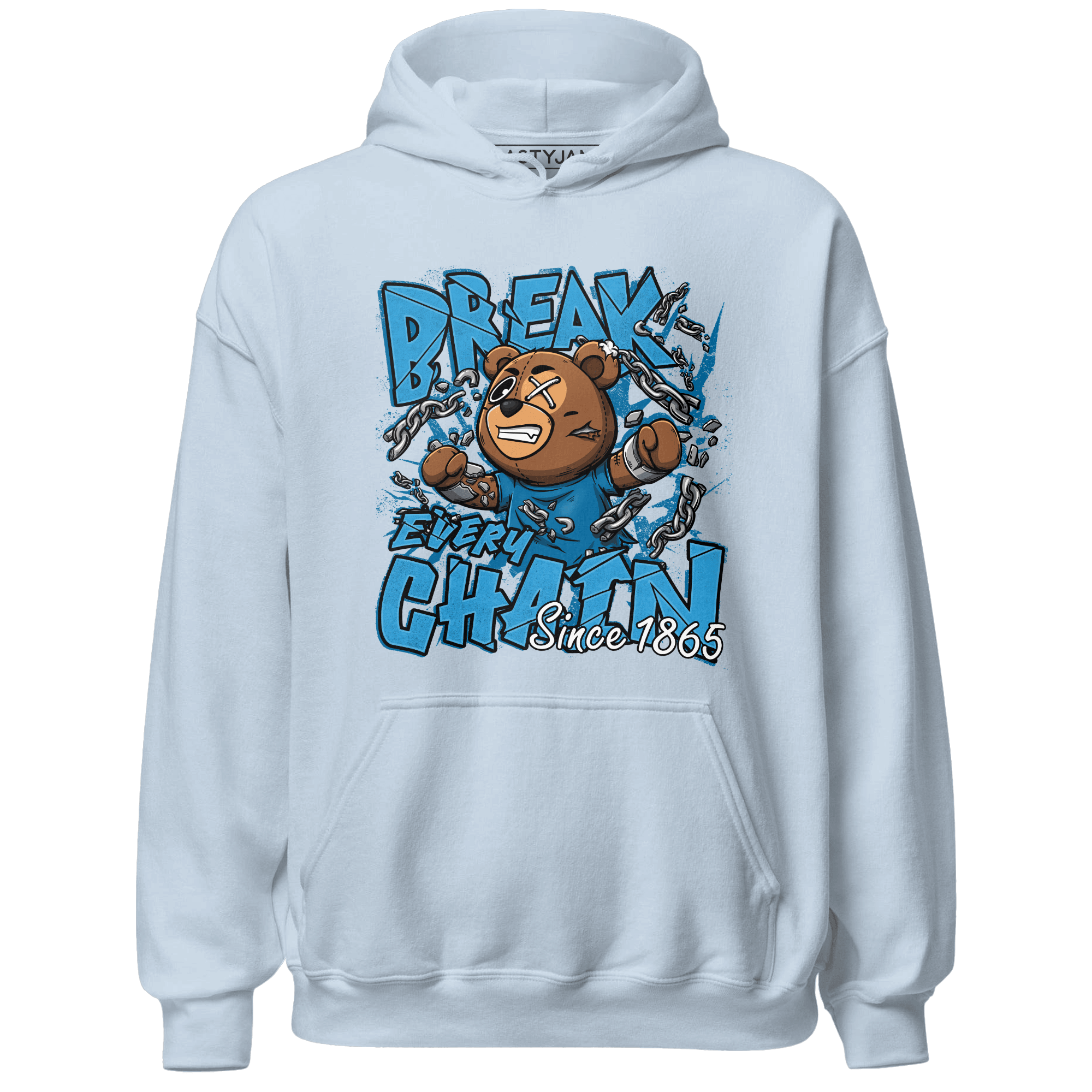 Powder Blue 9s Hoodie Match BER Break Chain - NastyJamz