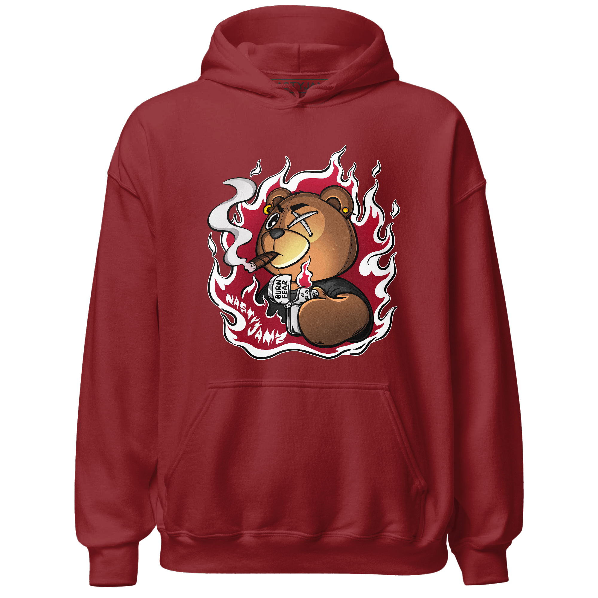 Retro Red Taxi 12s Hoodie Match BER Burn Fear - NastyJamz