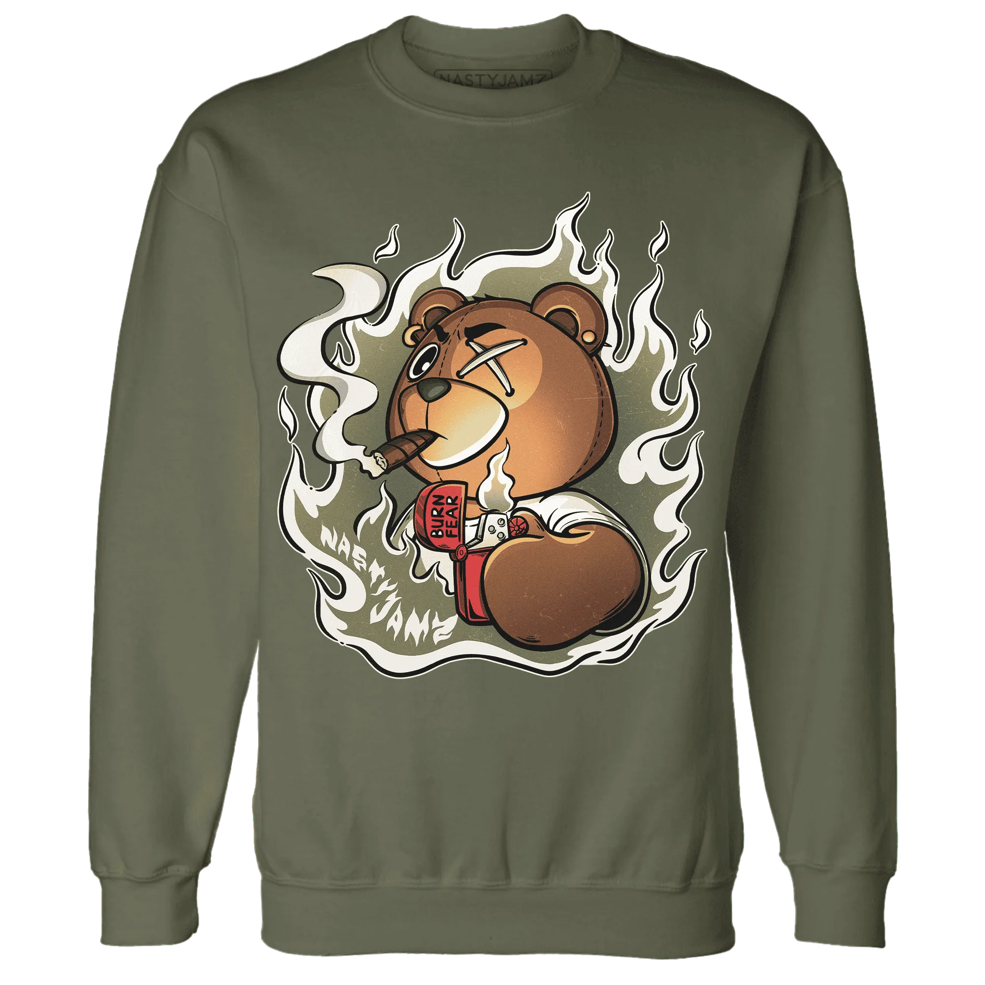 NastyJamz-Medium-Olive-1s-Sweatshirt-Match-BER-Burn-Fear