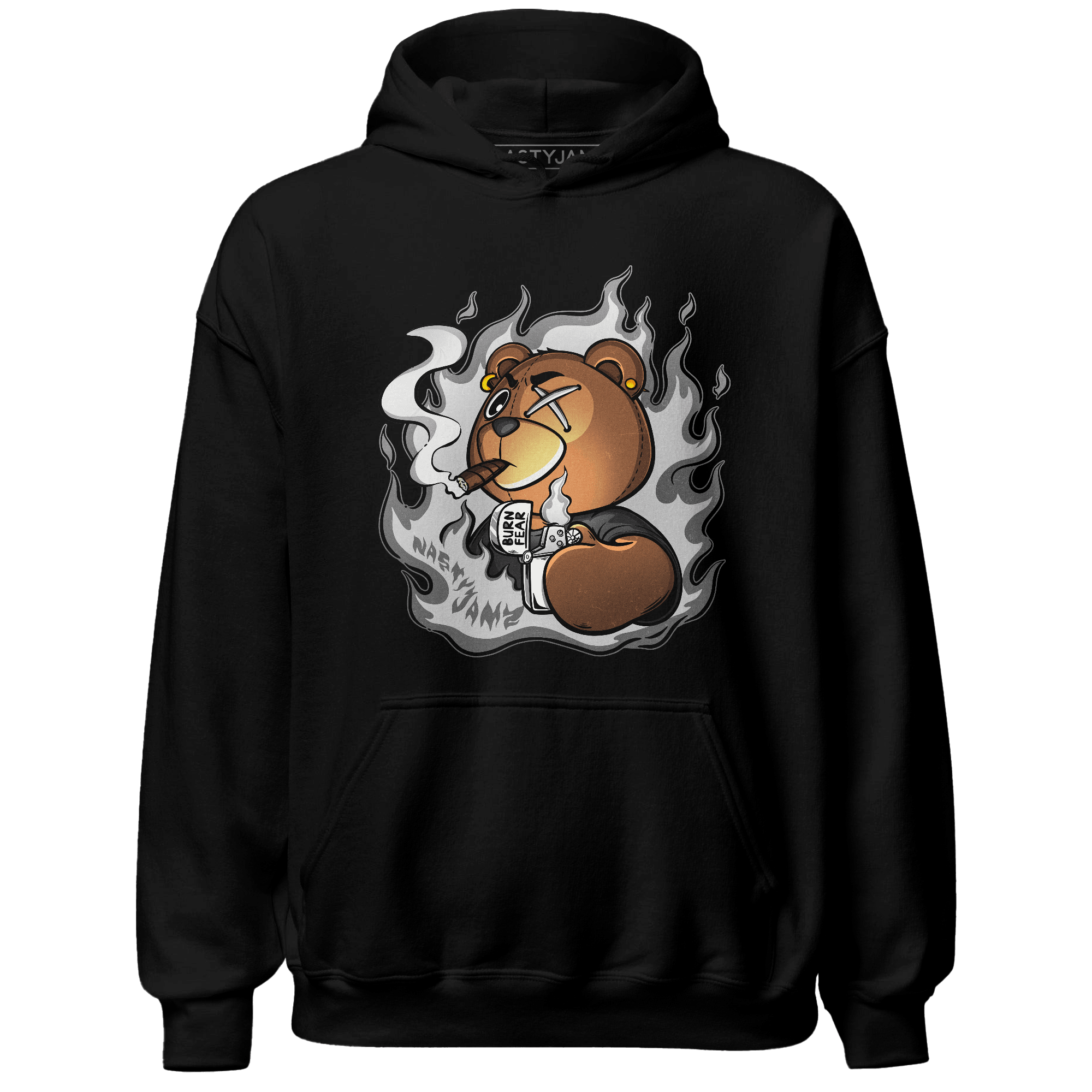 Retro High OG Black White 1s Hoodie Match BER Burn Fear - NastyJamz