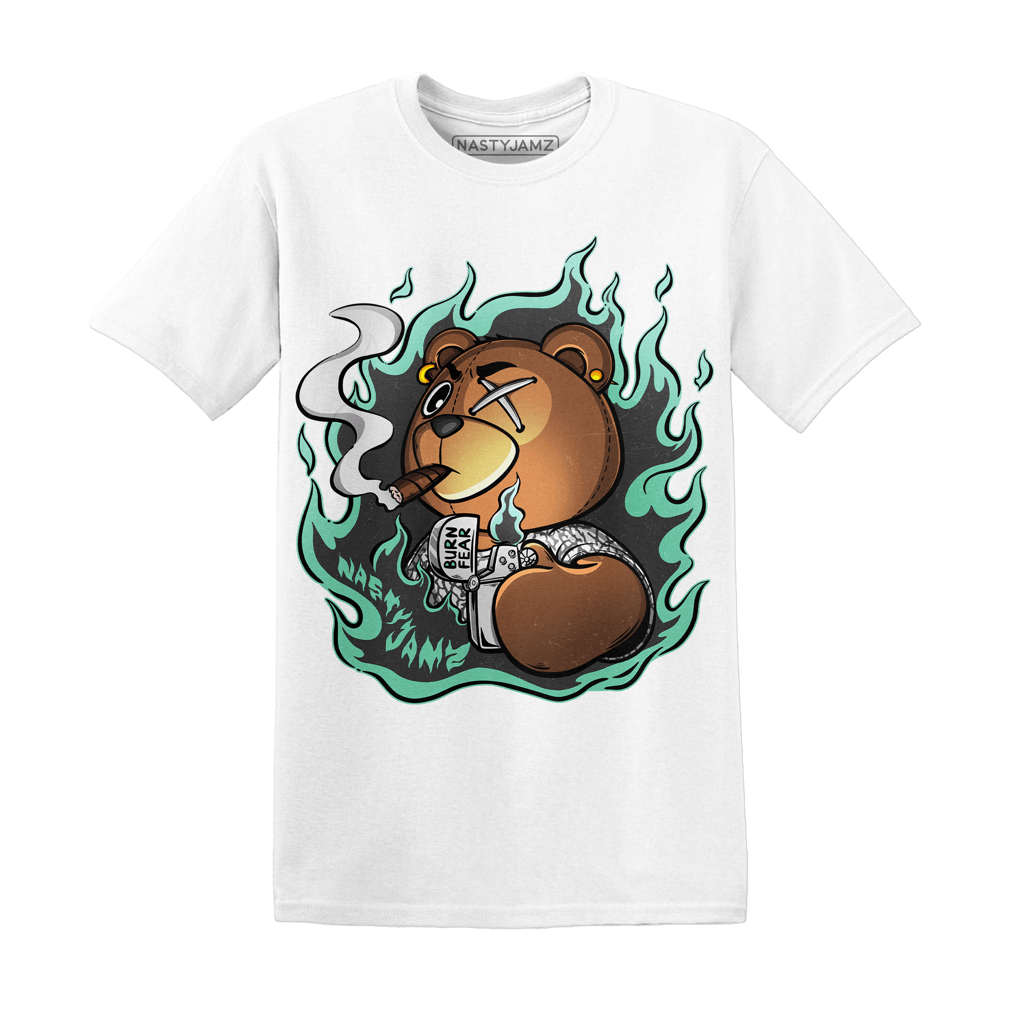 Green Glow 3s T Shirt Match BER Burn Fear - NastyJamz