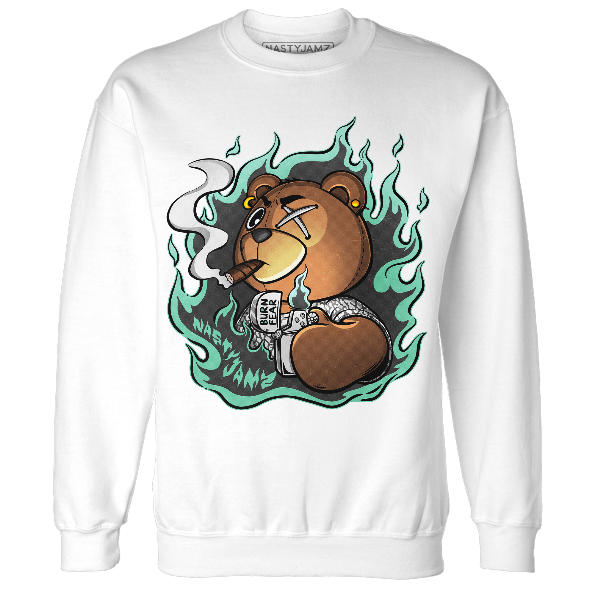 Green Glow 3s Sweatshirt Match BER Burn Fear - NastyJamz