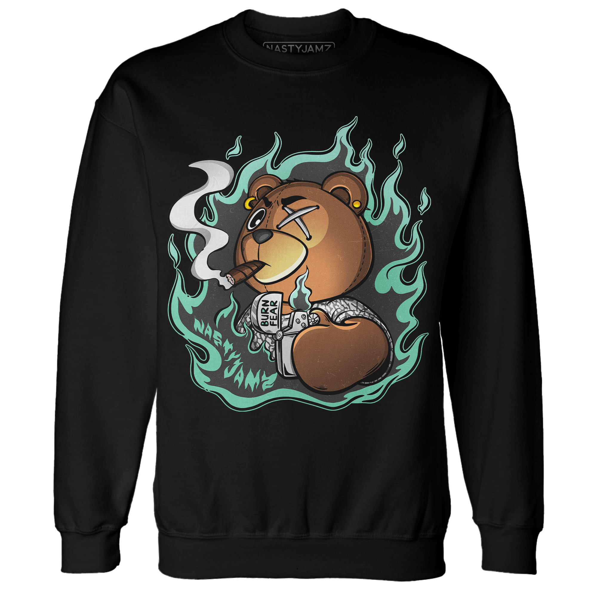 Green Glow 3s Sweatshirt Match BER Burn Fear - NastyJamz