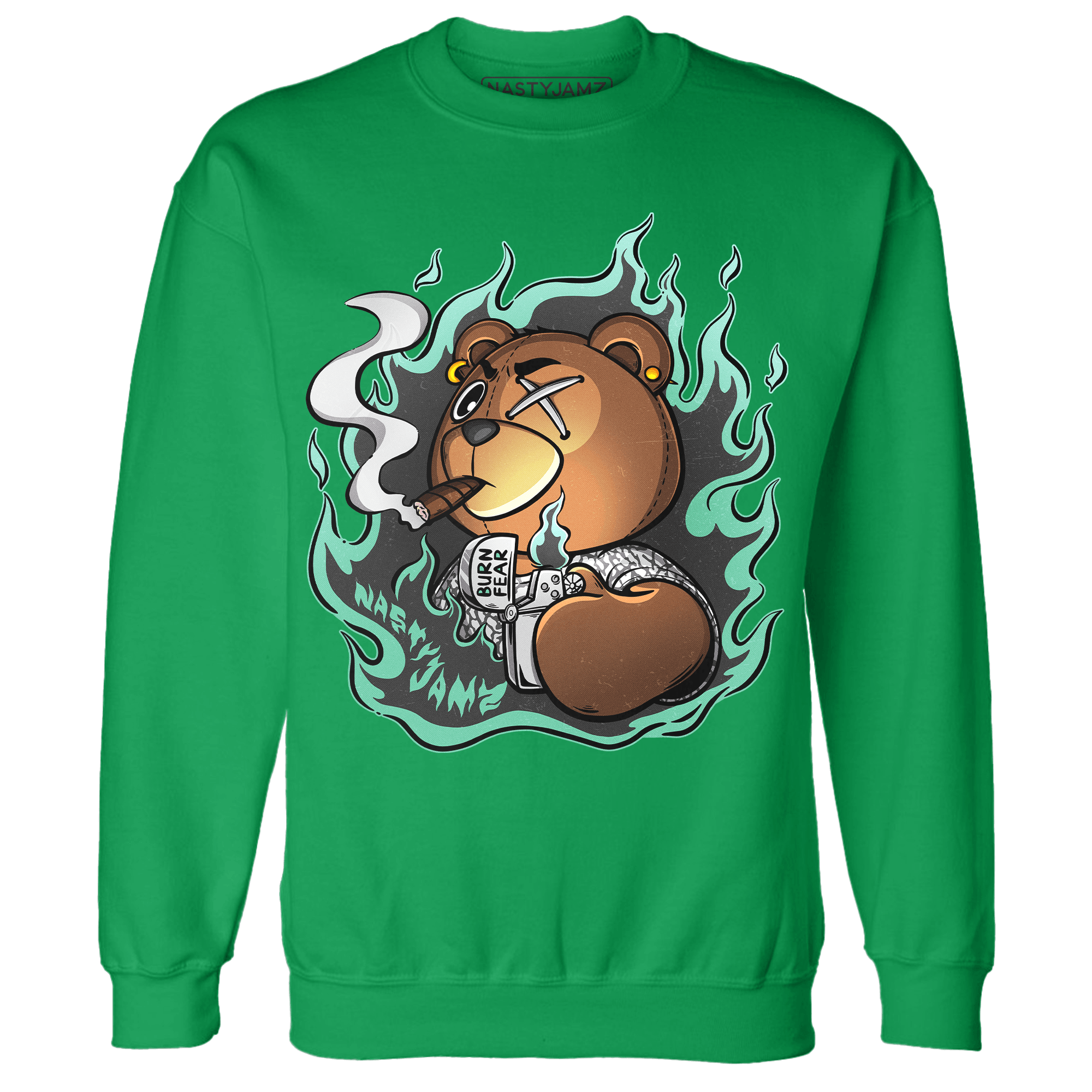 Green Glow 3s Sweatshirt Match BER Burn Fear - NastyJamz
