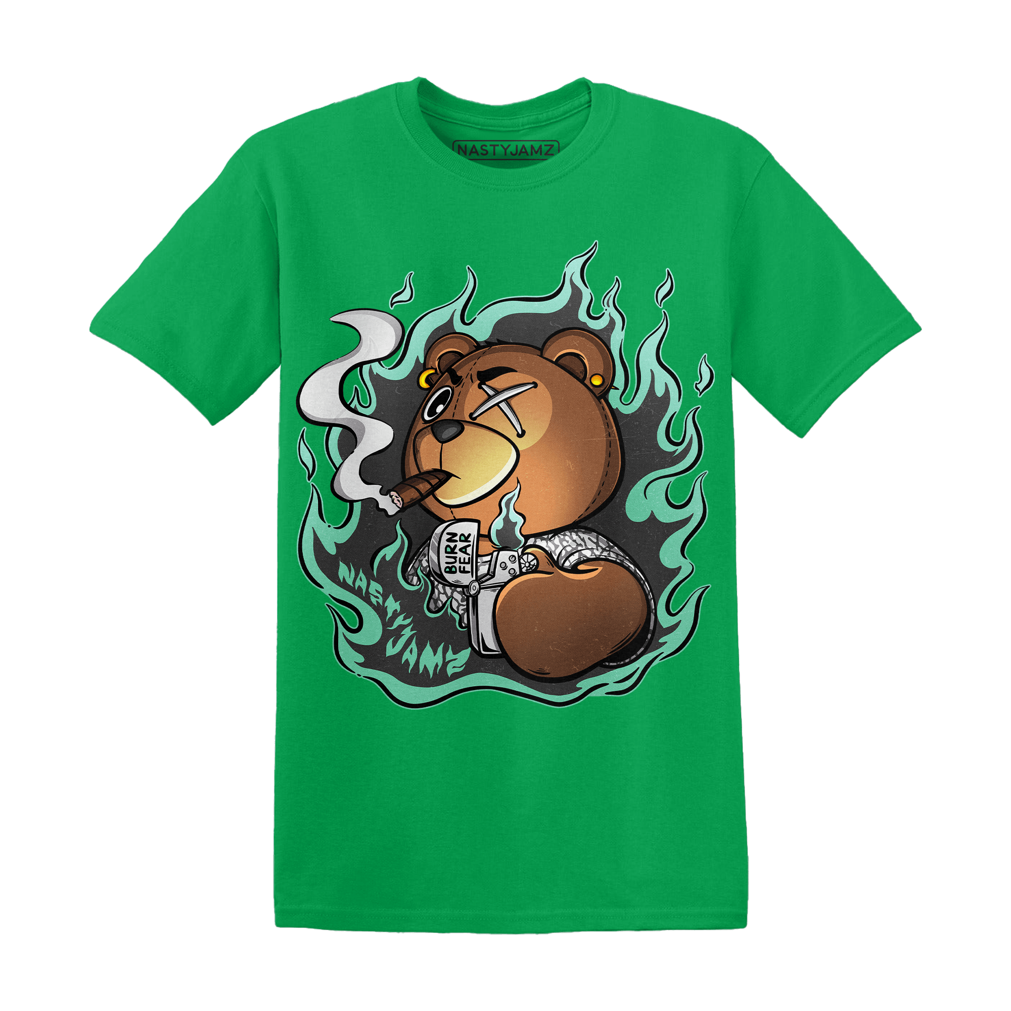 Green Glow 3s T Shirt Match BER Burn Fear - NastyJamz