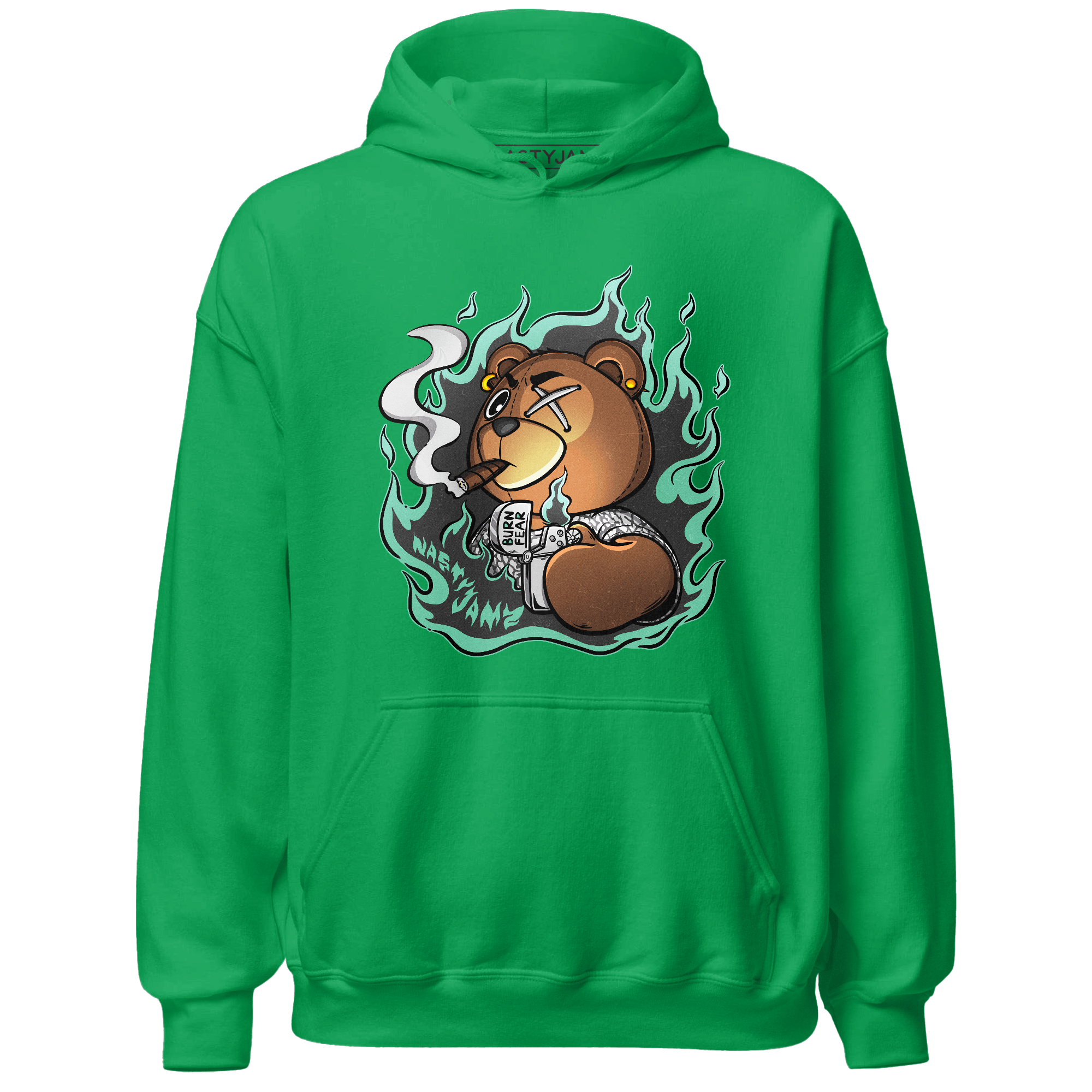 Green Glow 3s Hoodie Match BER Burn Fear - NastyJamz