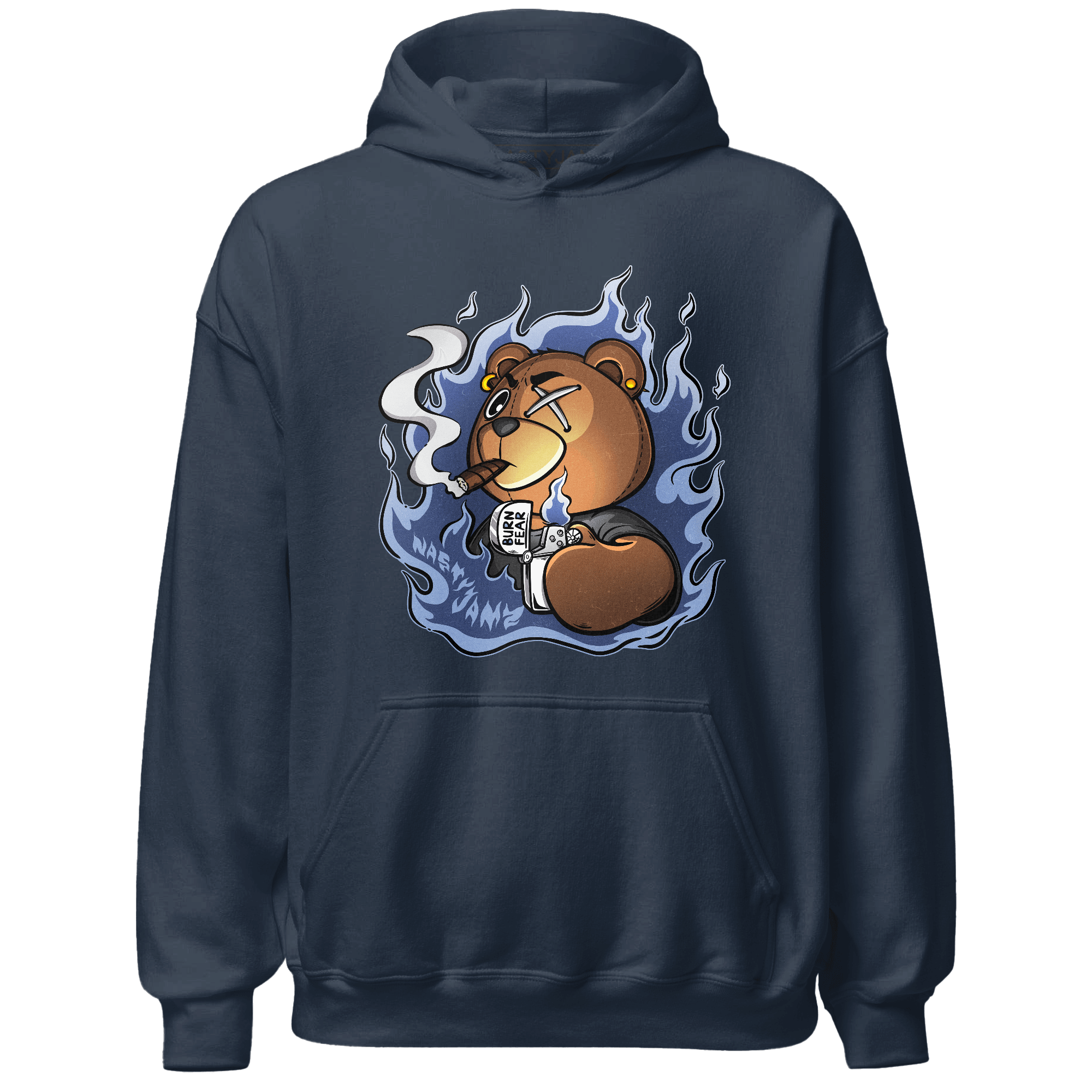Midnight Navy 5s Hoodie Match BER Burn Fear - NastyJamz