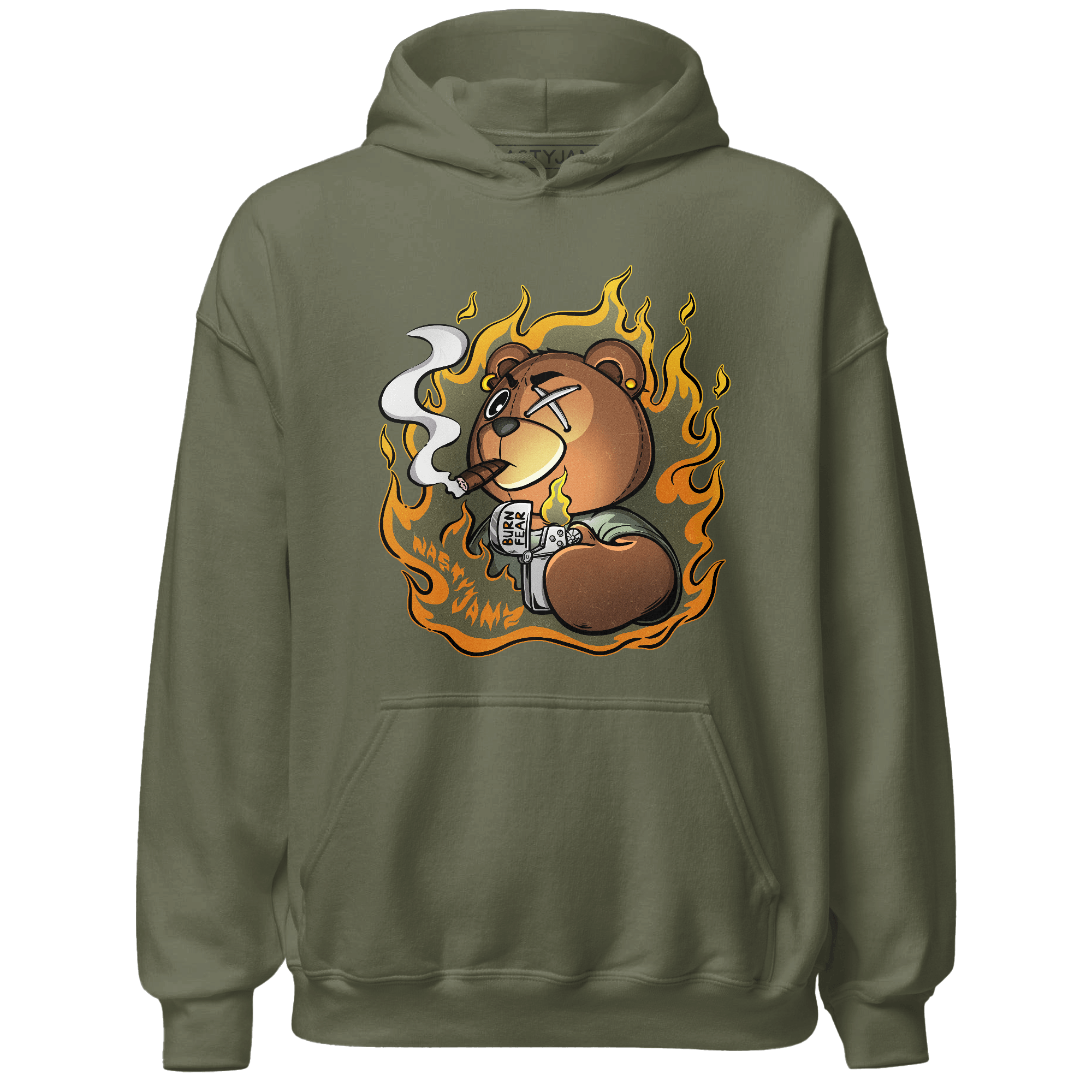 Olive 5s Hoodie Match BER Burn Fear - NastyJamz