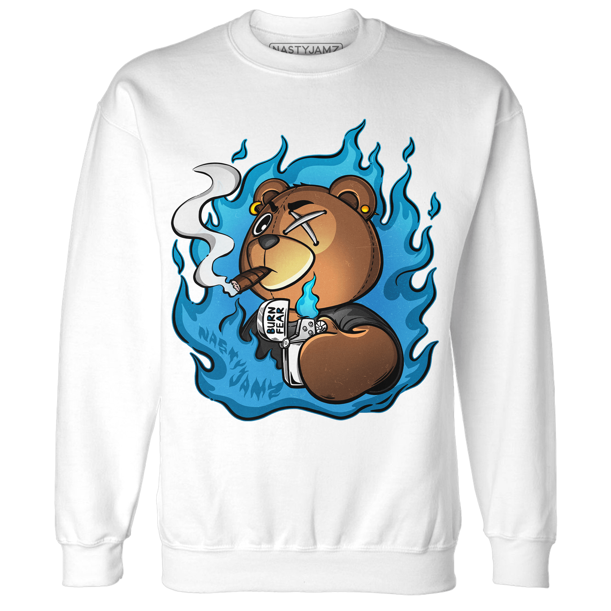 Powder Blue 9s Sweatshirt Match BER Burn Fear - NastyJamz