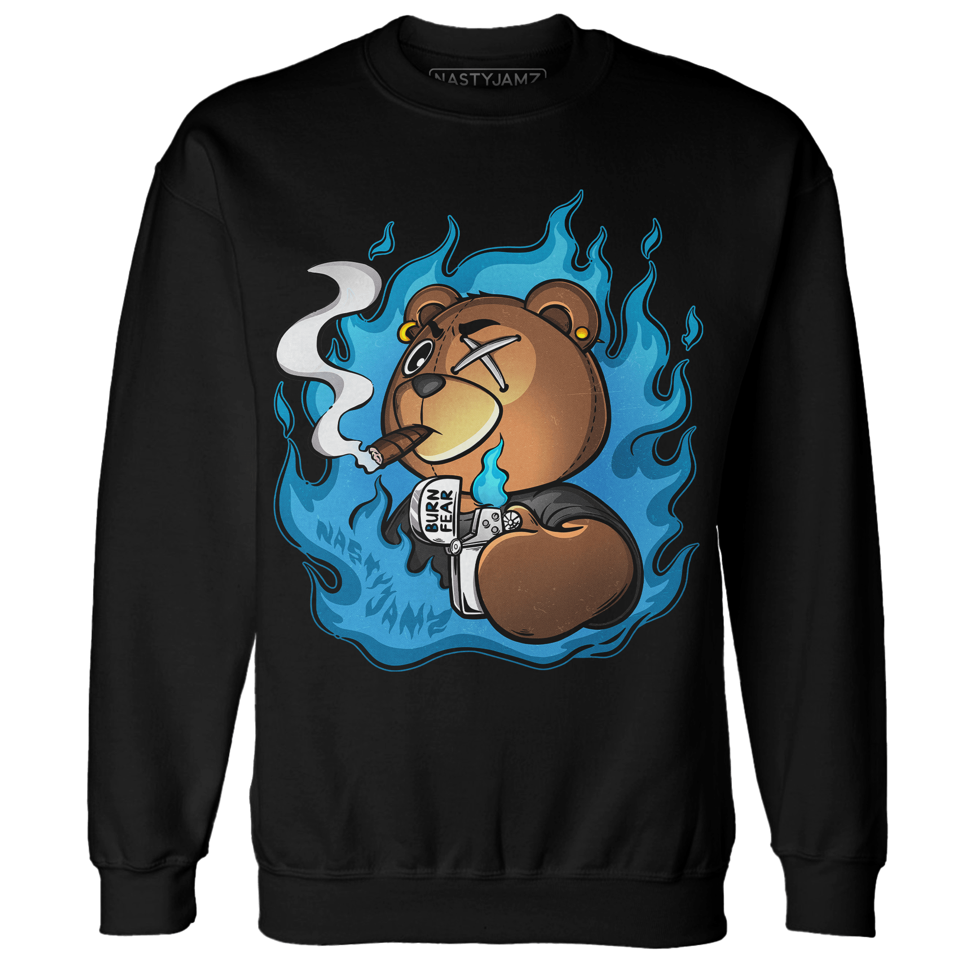 Powder Blue 9s Sweatshirt Match BER Burn Fear - NastyJamz