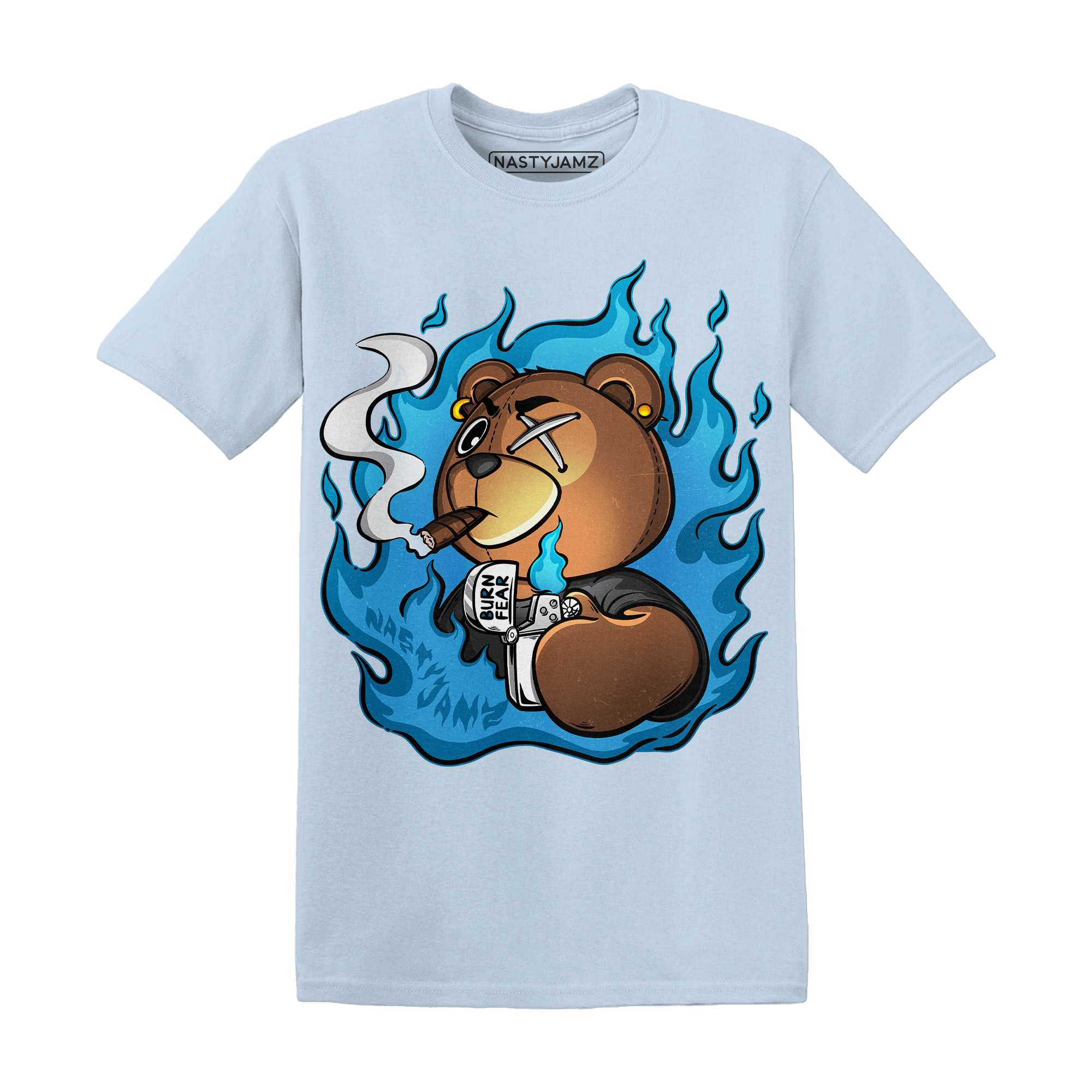 Powder Blue 9s T Shirt Match BER Burn Fear - NastyJamz
