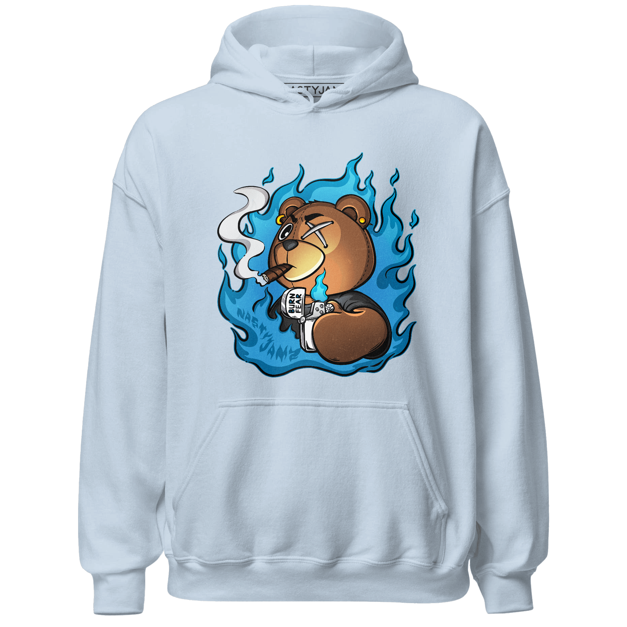 Powder Blue 9s Hoodie Match BER Burn Fear - NastyJamz