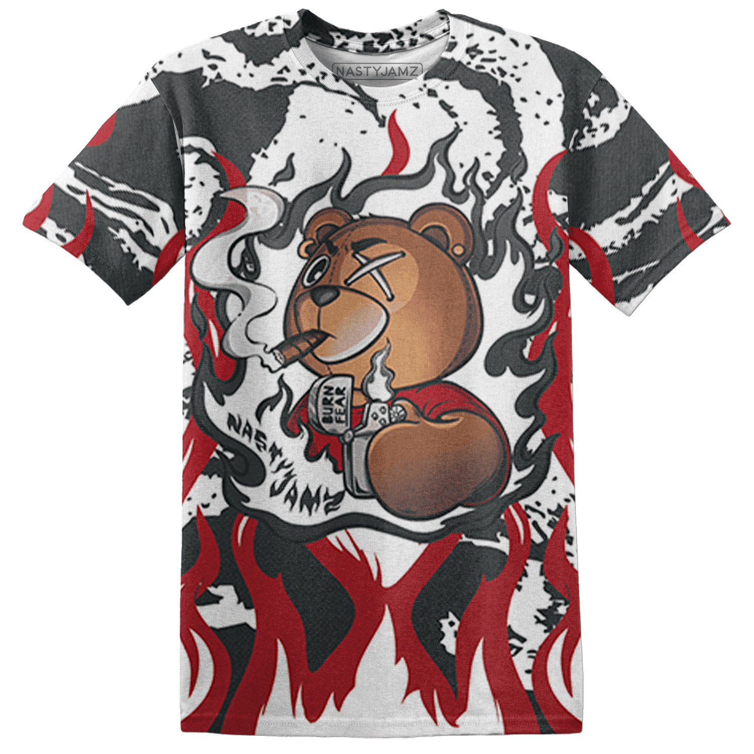 Retro Red Taxi 12s T Shirt Match BER Burn Fear 3D All-Over Print - NastyJamz