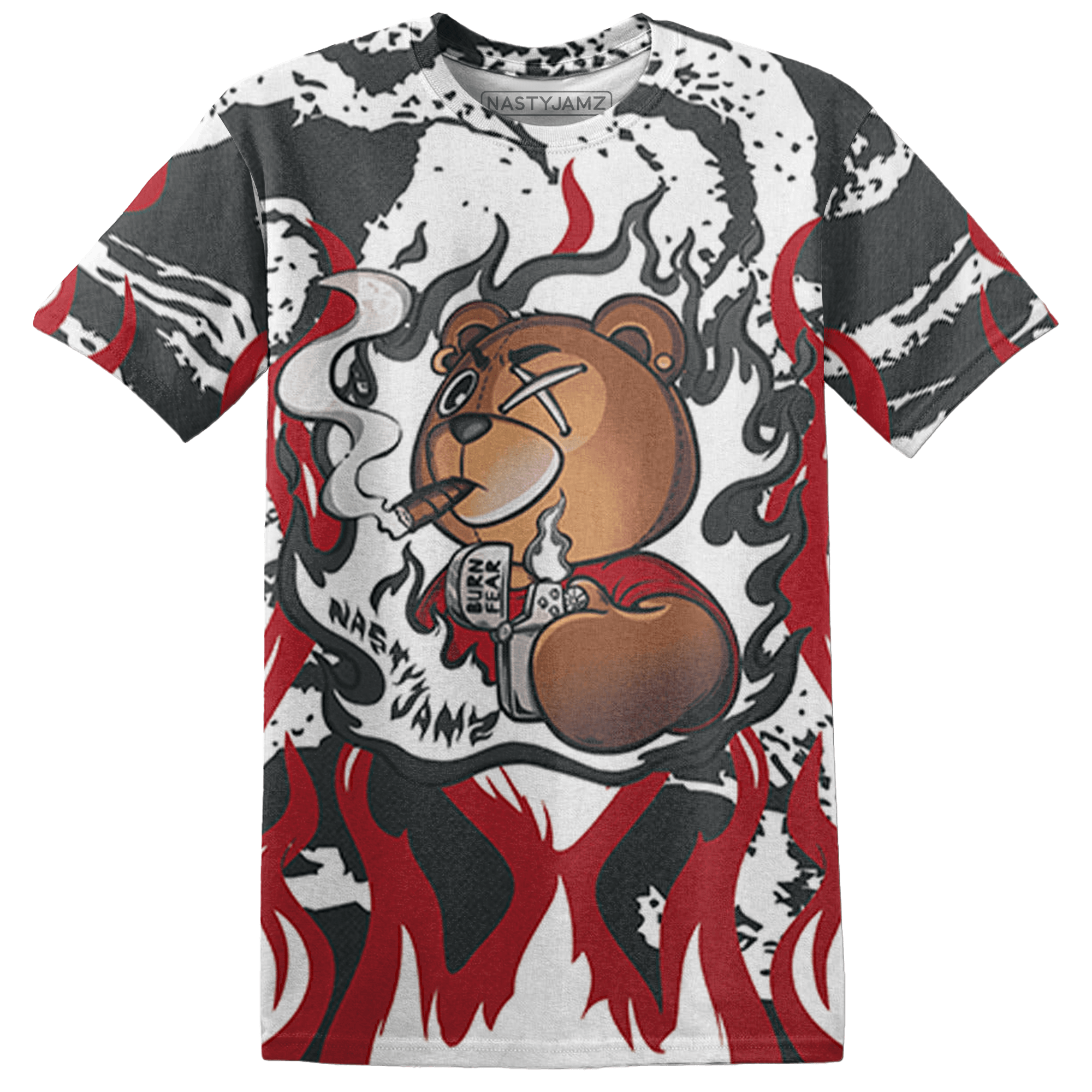 Retro Red Taxi 12s T Shirt Match BER Burn Fear 3D All-Over Print - NastyJamz