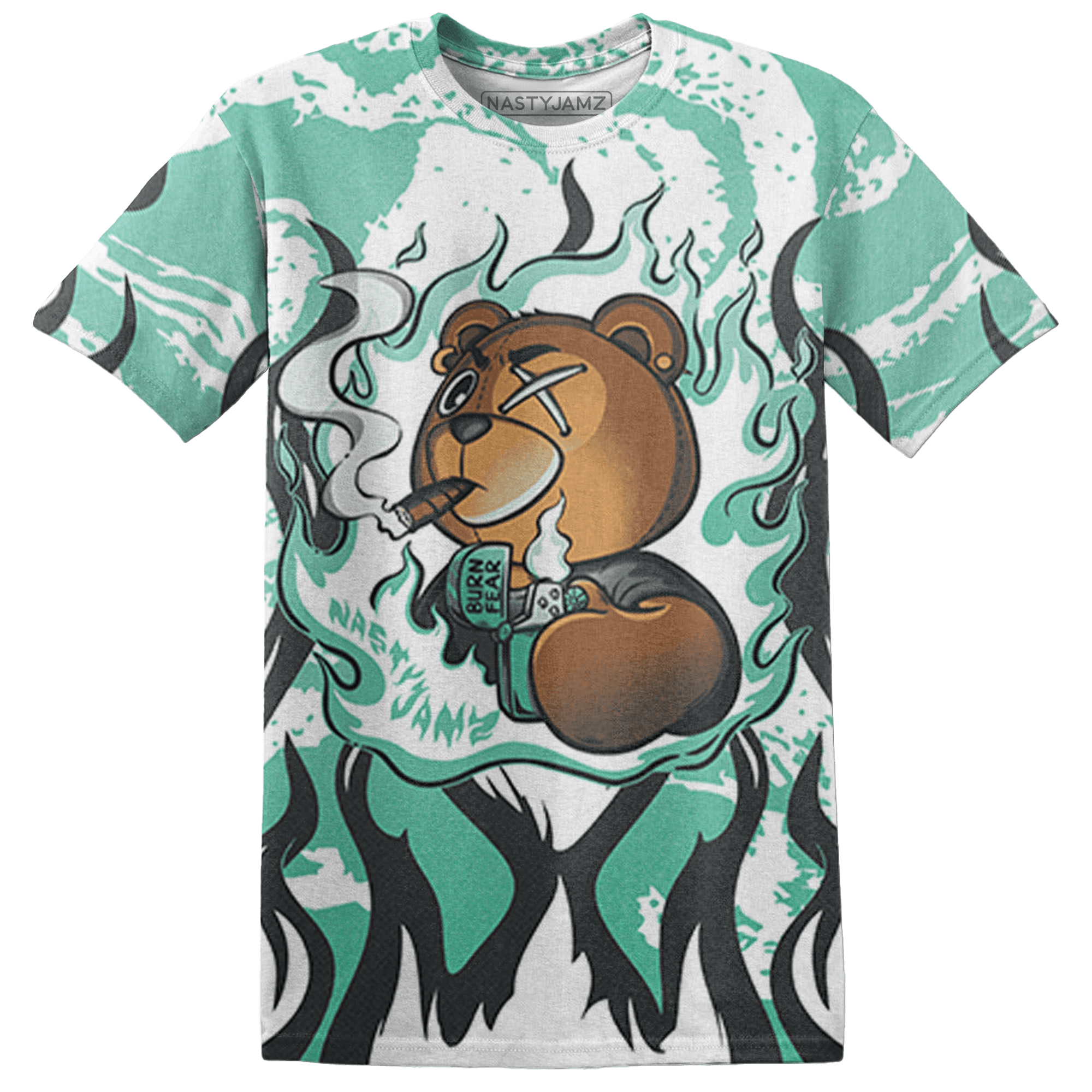 High OG Green Glow 1s T Shirt Match BER Burn Fear 3D All-Over Print - NastyJamz