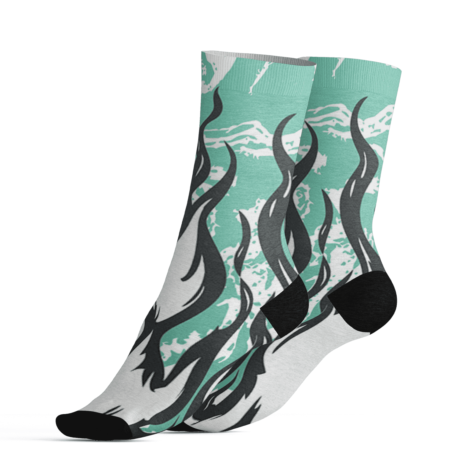 High OG Green Glow 1s Socks Match BER Burn Fear 3D All-Over Print - NastyJamz