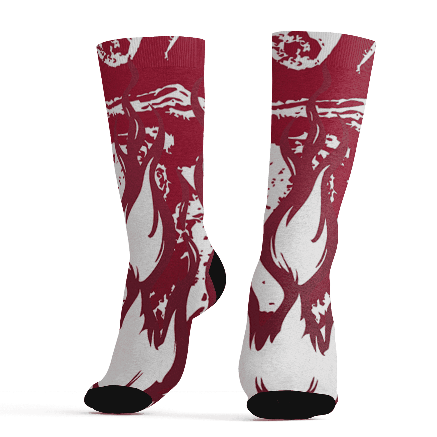 High White Team Red 1s Socks Match BER Burn Fear 3D All-Over Print - NastyJamz