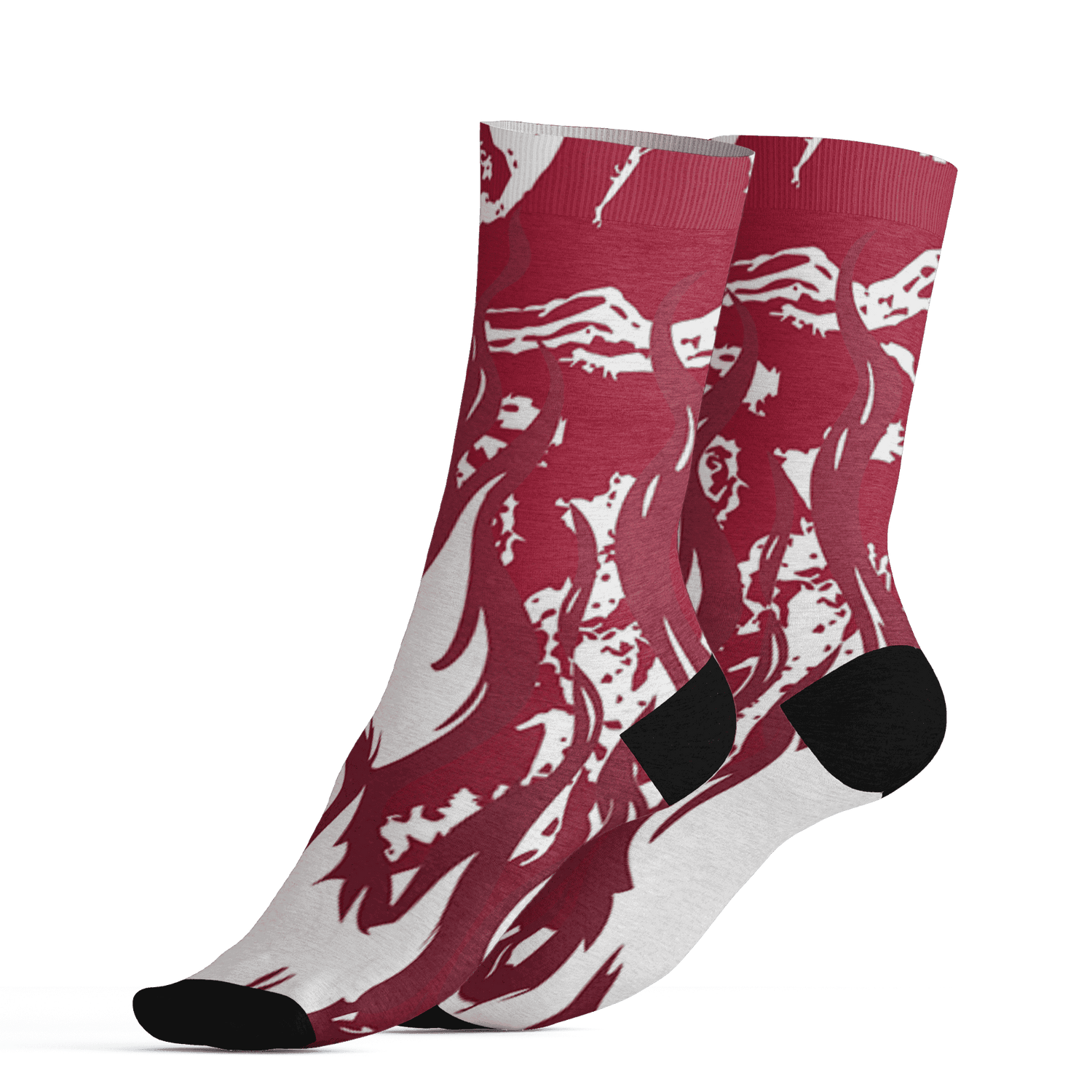High White Team Red 1s Socks Match BER Burn Fear 3D All-Over Print - NastyJamz