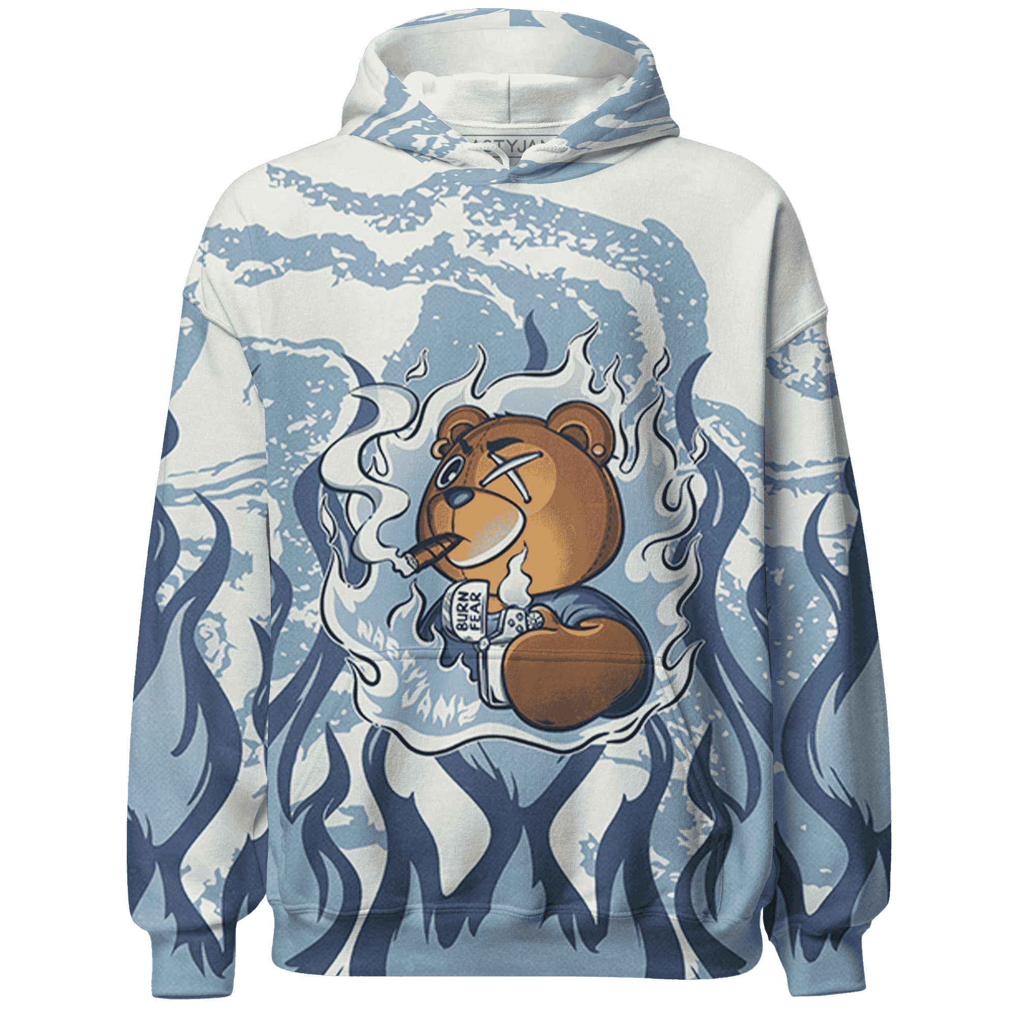 Mid Diffused Blue Grey 1s Hoodie Match BER Burn Fear 3D All-Over Print - NastyJamz