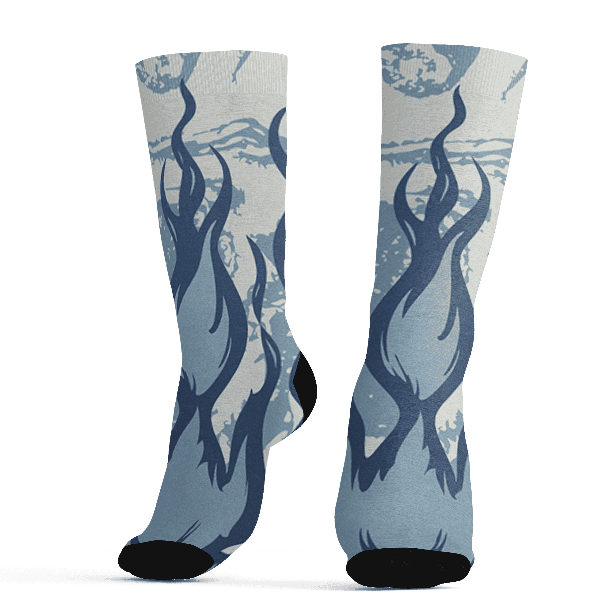 Mid Diffused Blue Grey 1s Socks Match BER Burn Fear 3D All-Over Print - NastyJamz