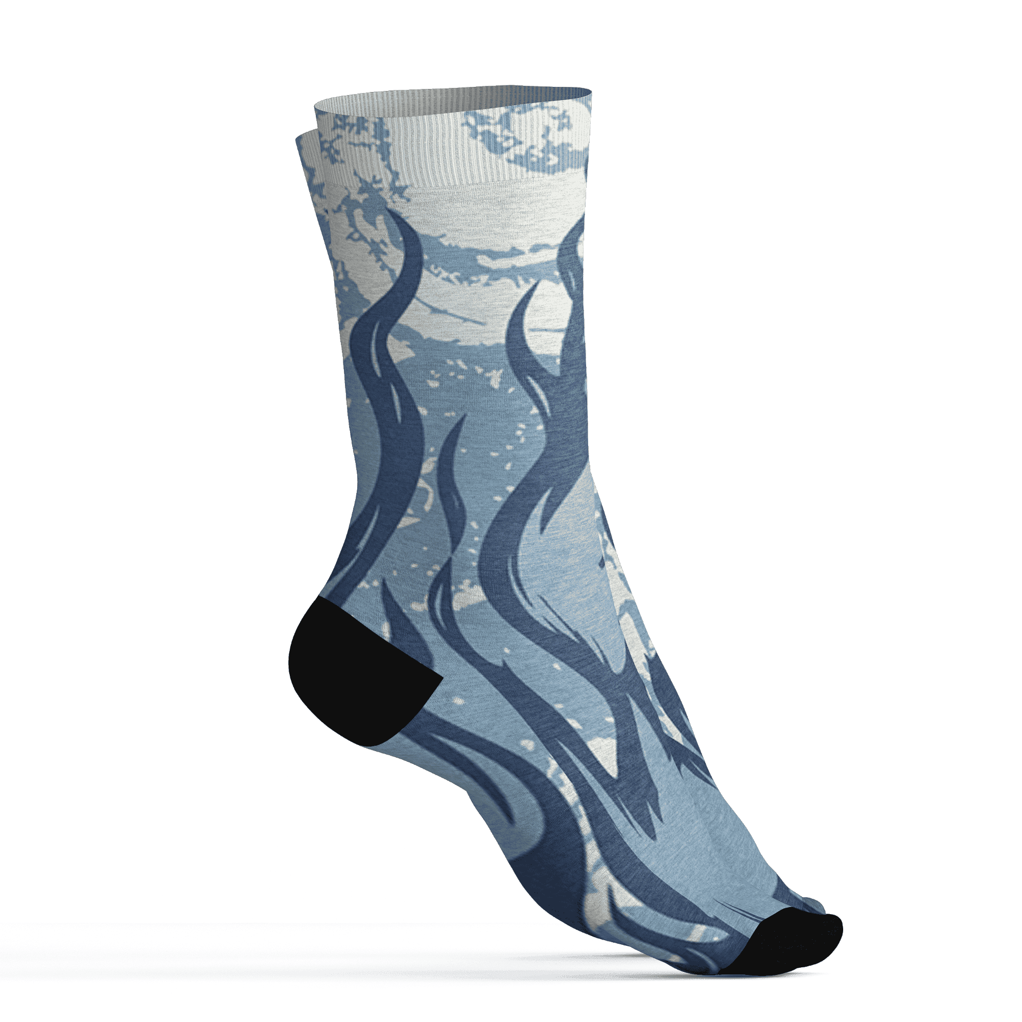 Mid Diffused Blue Grey 1s Socks Match BER Burn Fear 3D All-Over Print - NastyJamz
