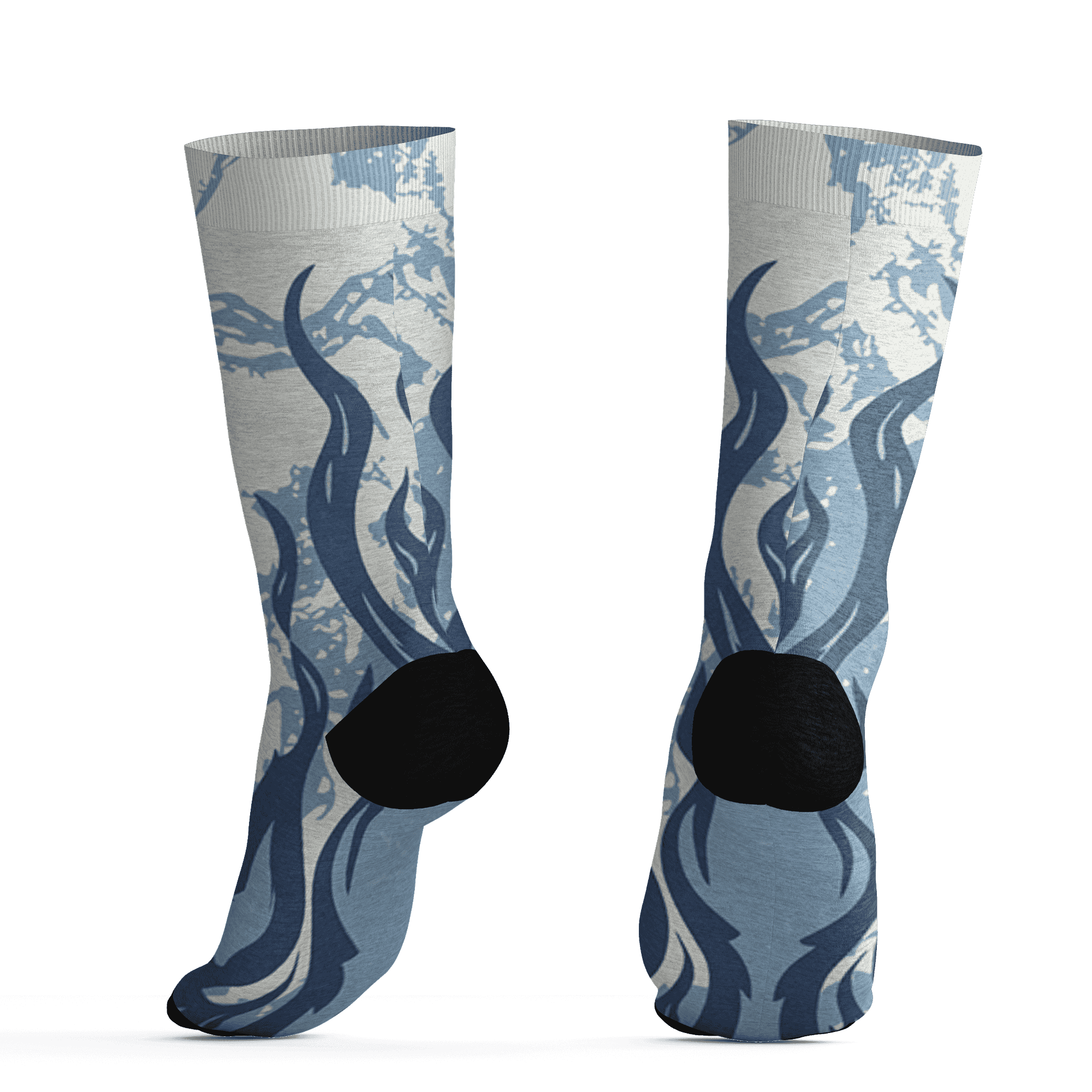 Mid Diffused Blue Grey 1s Socks Match BER Burn Fear 3D All-Over Print - NastyJamz