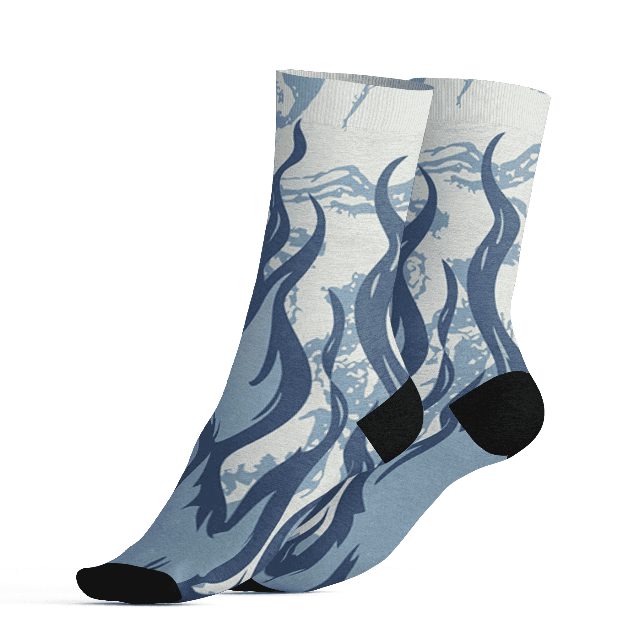 Mid Diffused Blue Grey 1s Socks Match BER Burn Fear 3D All-Over Print - NastyJamz