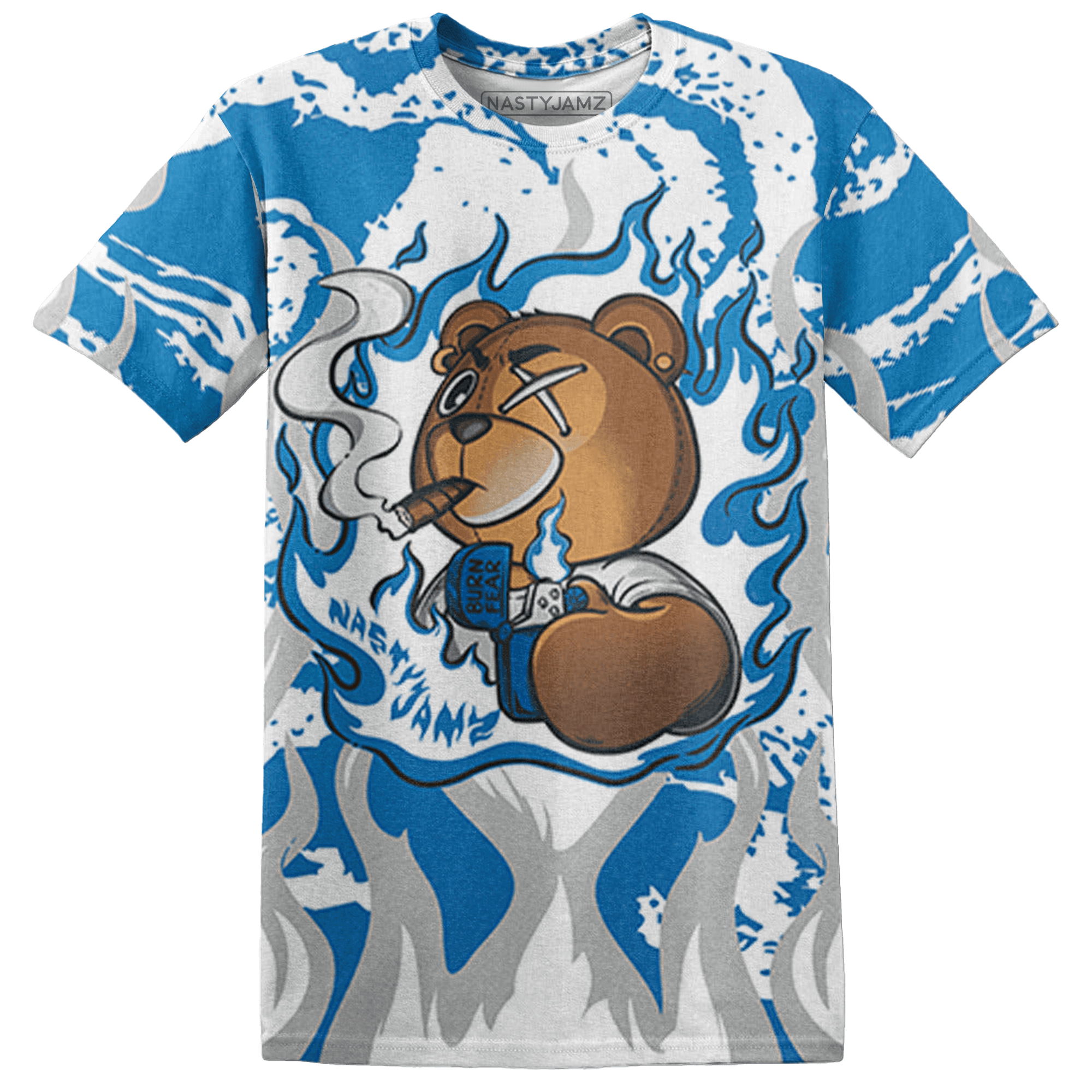 Industrial Blue 4s T Shirt Match BER Burn Fear 3D All-Over Print - NastyJamz