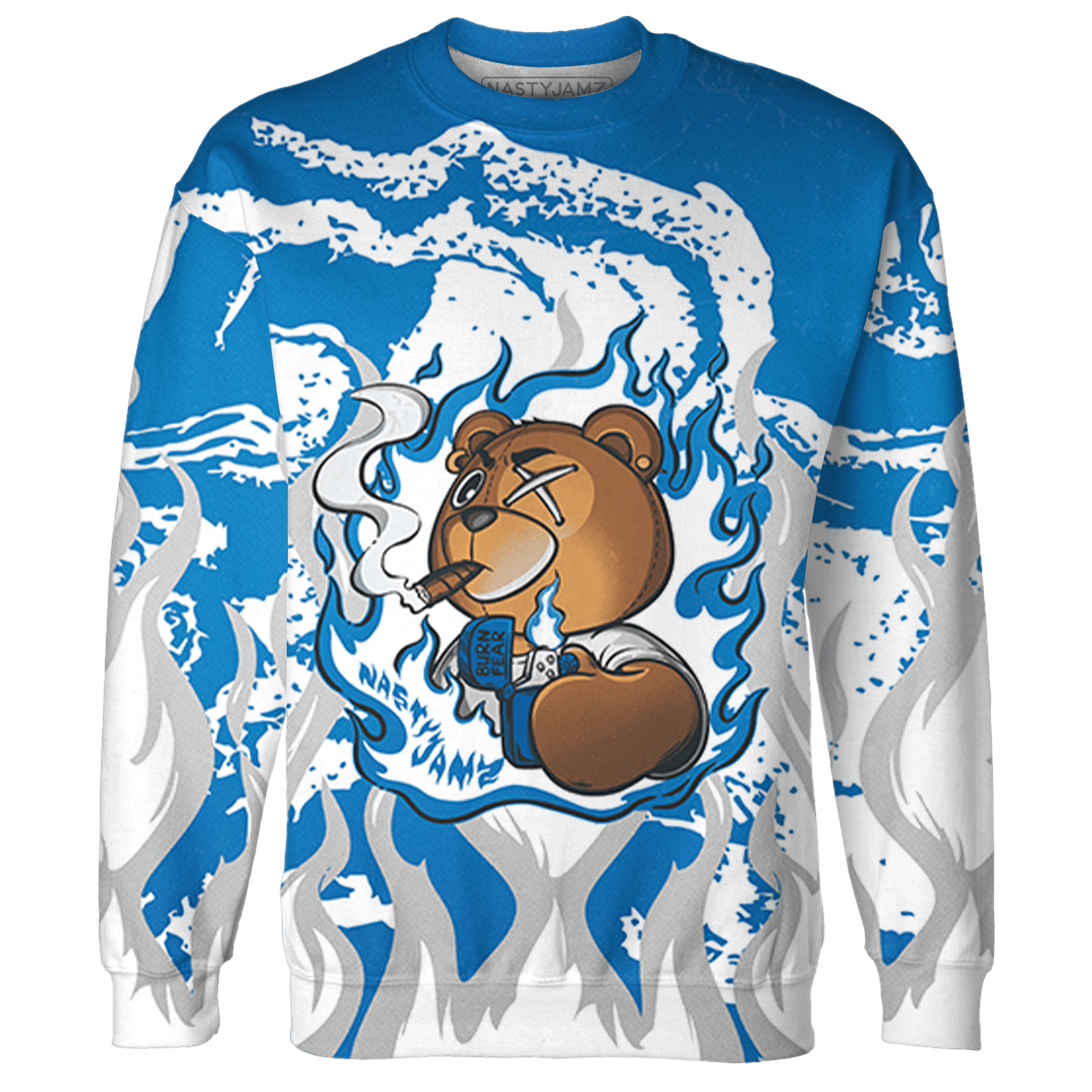 Industrial Blue 4s Sweatshirt Match BER Burn Fear 3D All-Over Print - NastyJamz