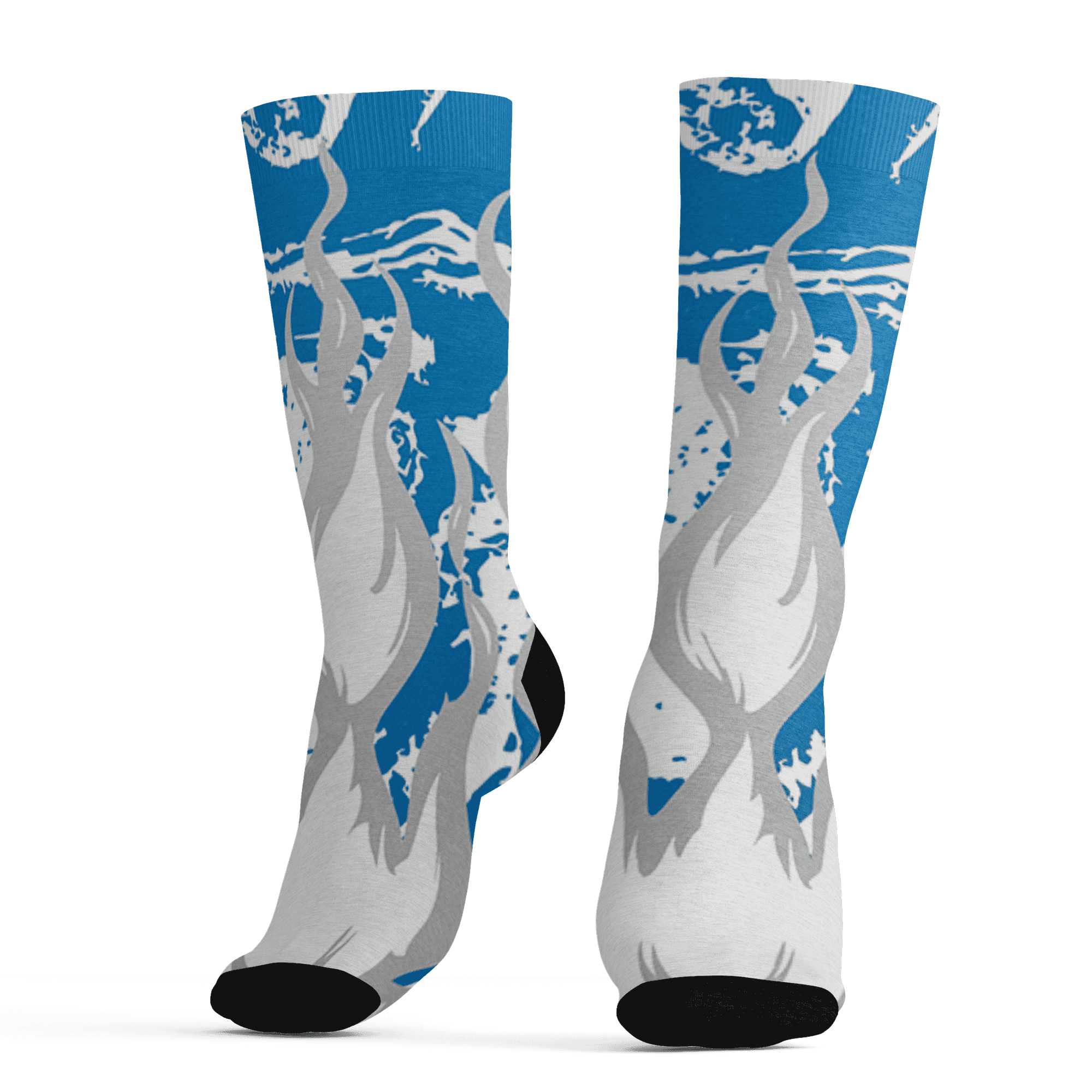 Industrial Blue 4s Socks Match BER Burn Fear 3D All-Over Print - NastyJamz