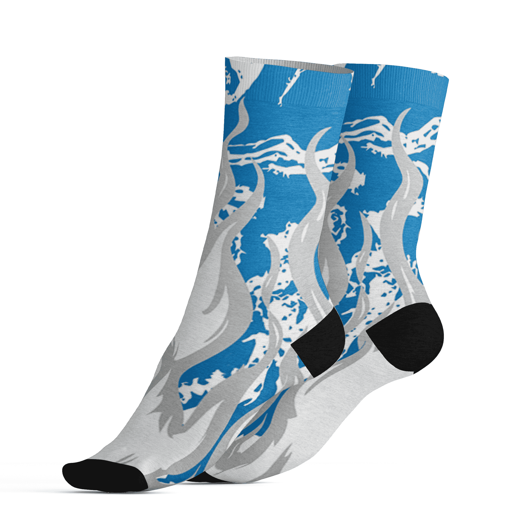 Industrial Blue 4s Socks Match BER Burn Fear 3D All-Over Print - NastyJamz
