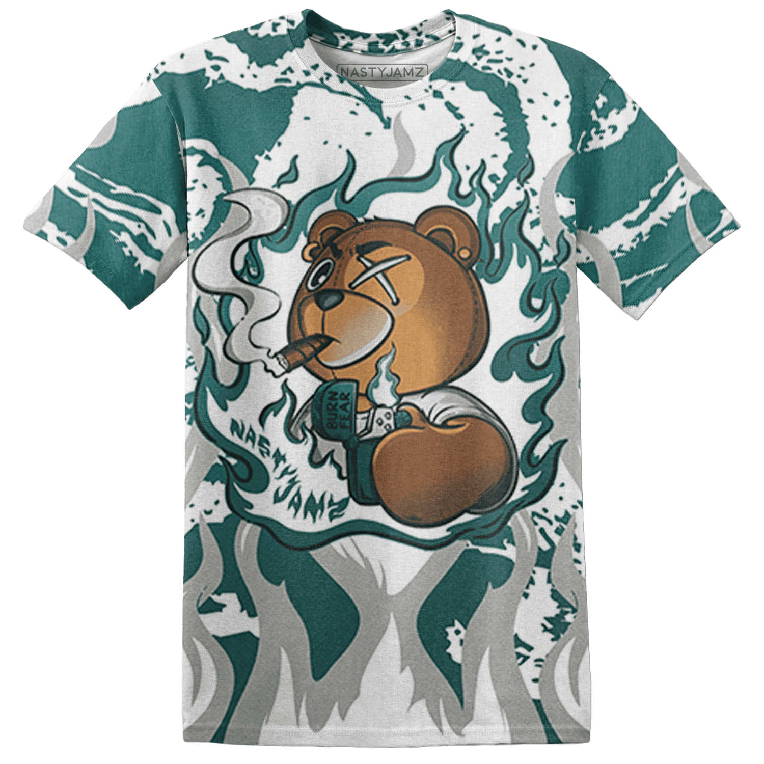 Oxidized Green 4s T Shirt Match BER Burn Fear 3D All-Over Print - NastyJamz