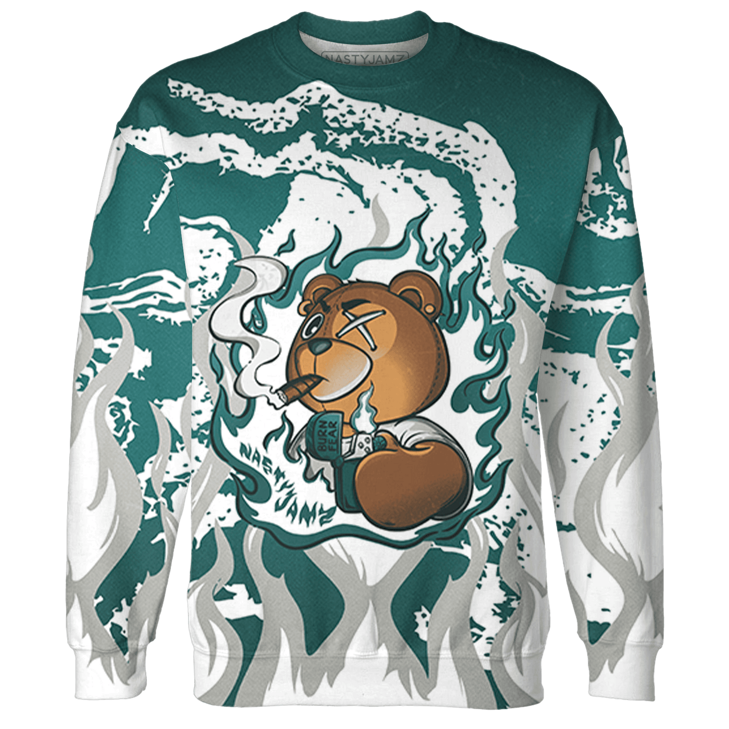 Oxidized Green 4s Sweatshirt Match BER Burn Fear 3D All-Over Print - NastyJamz