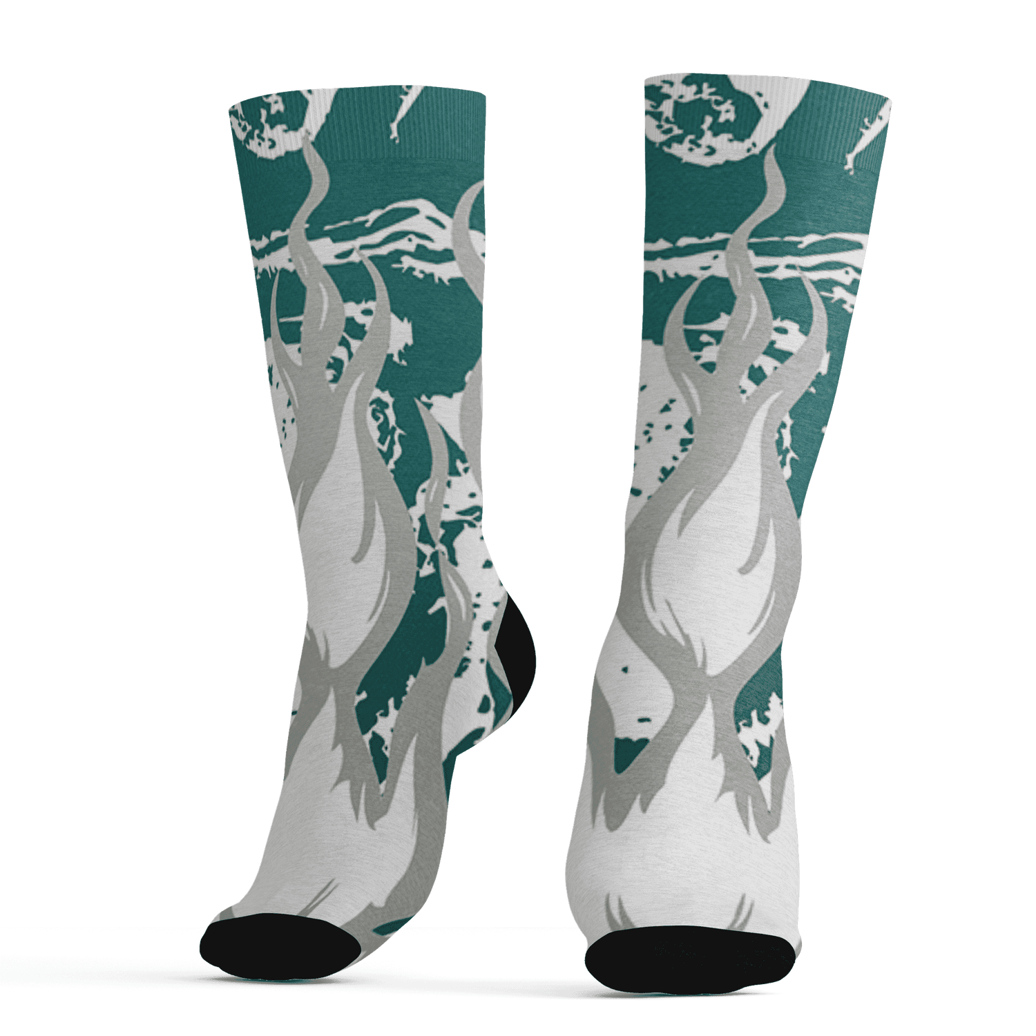 Oxidized Green 4s Socks Match BER Burn Fear 3D All-Over Print - NastyJamz