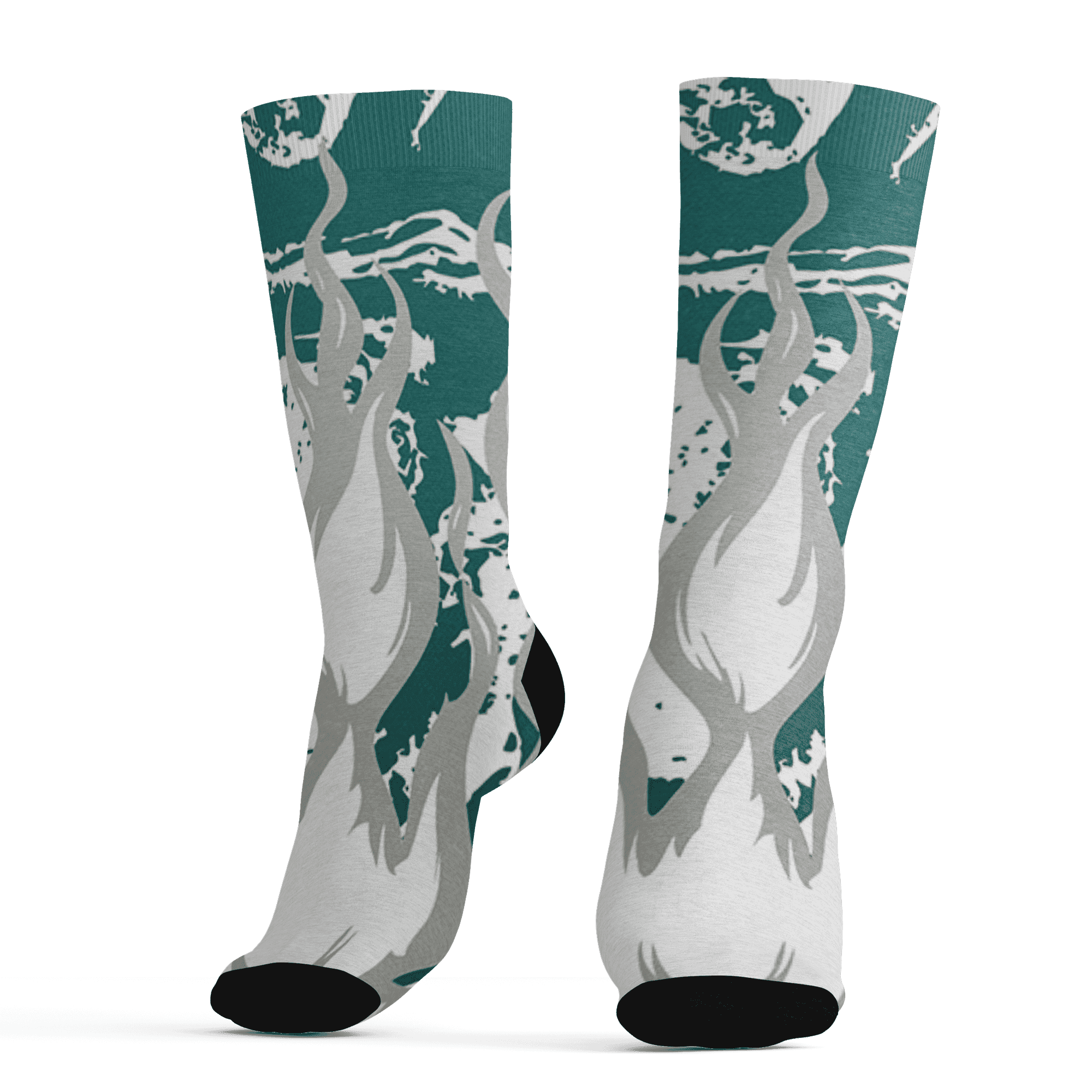Oxidized Green 4s Socks Match BER Burn Fear 3D All-Over Print - NastyJamz