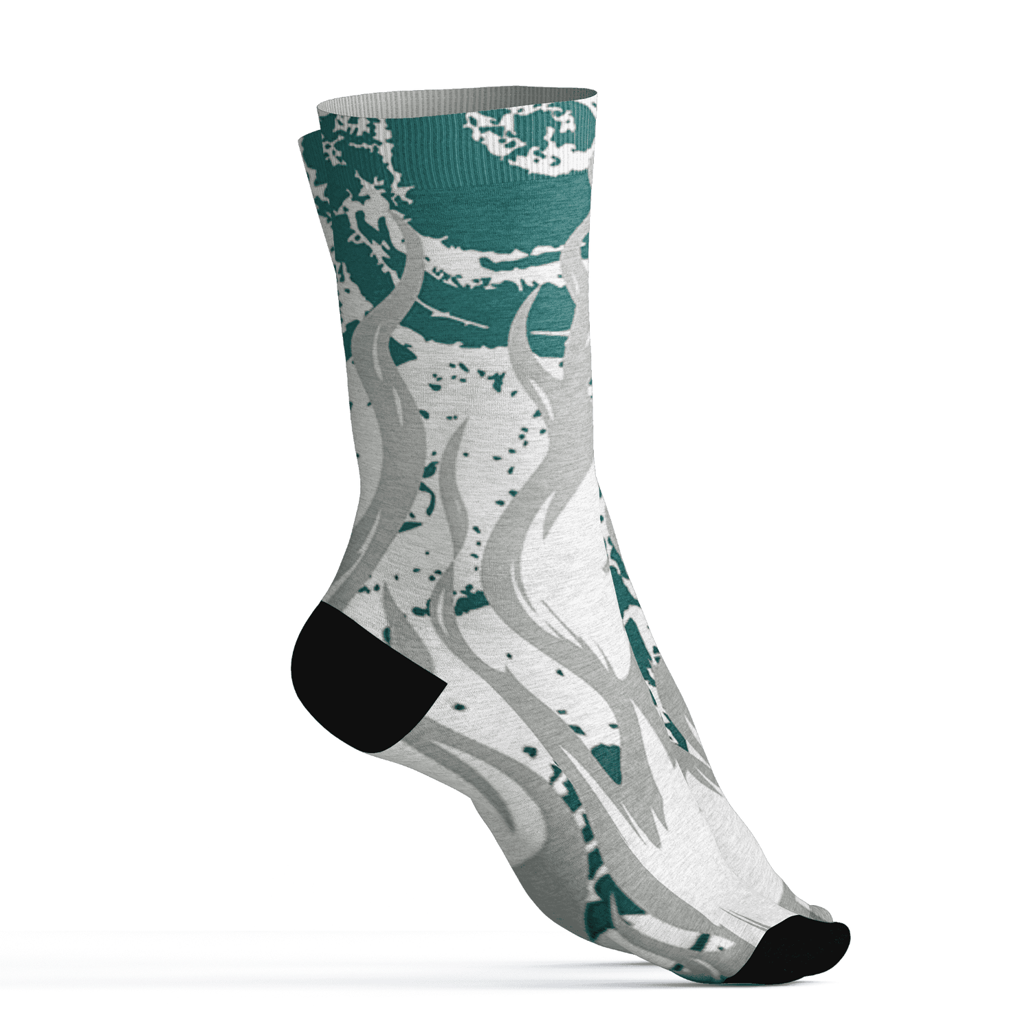 Oxidized Green 4s Socks Match BER Burn Fear 3D All-Over Print - NastyJamz