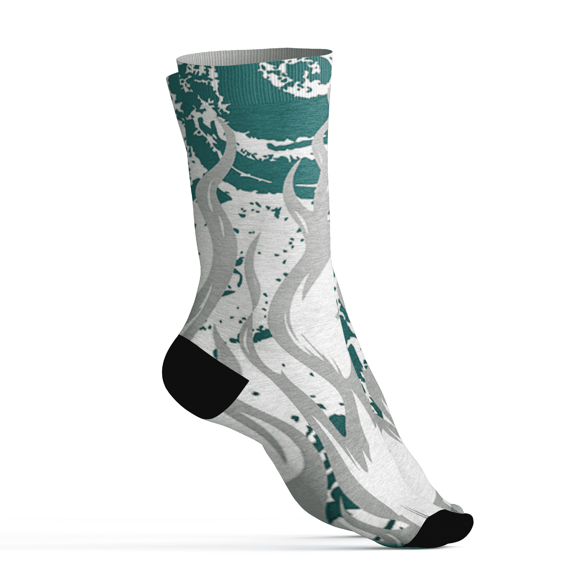 Oxidized Green 4s Socks Match BER Burn Fear 3D All-Over Print - NastyJamz