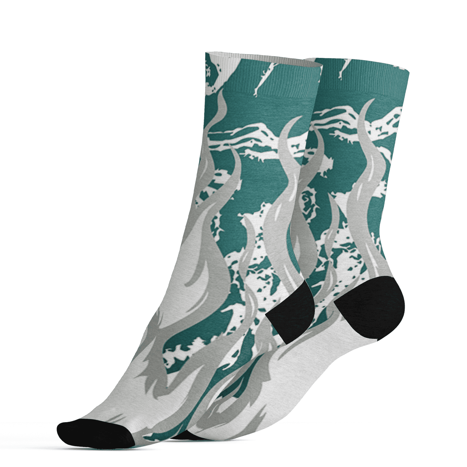 Oxidized Green 4s Socks Match BER Burn Fear 3D All-Over Print - NastyJamz