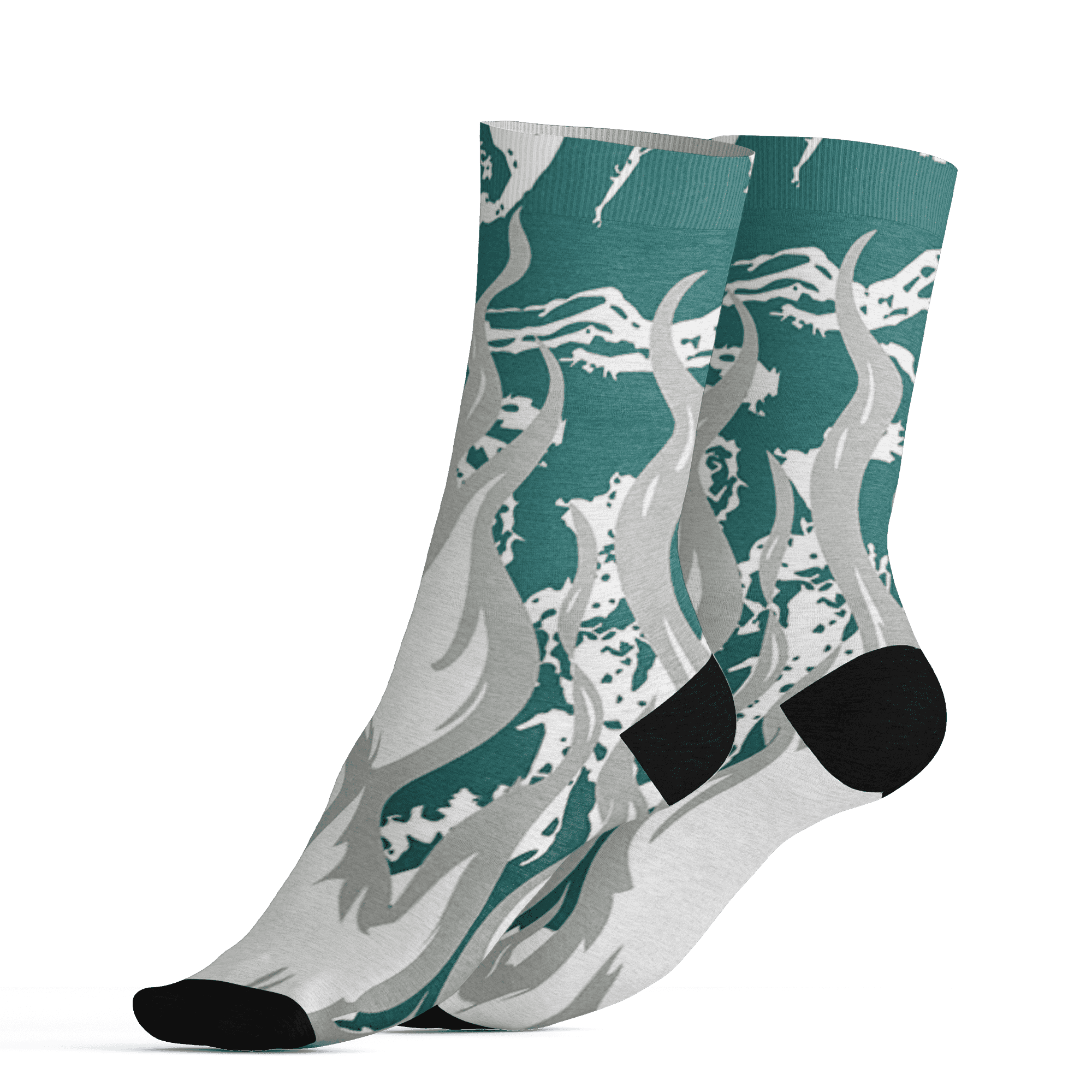 Oxidized Green 4s Socks Match BER Burn Fear 3D All-Over Print - NastyJamz