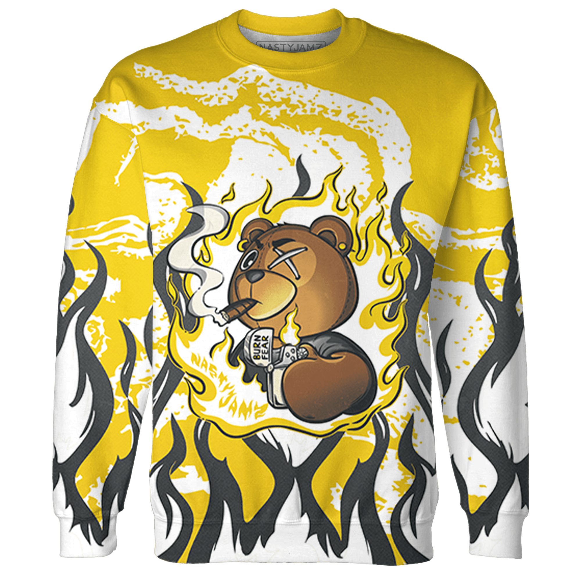 Vivid Sulfur 4s Sweatshirt Match BER Burn Fear 3D All-Over Print - NastyJamz