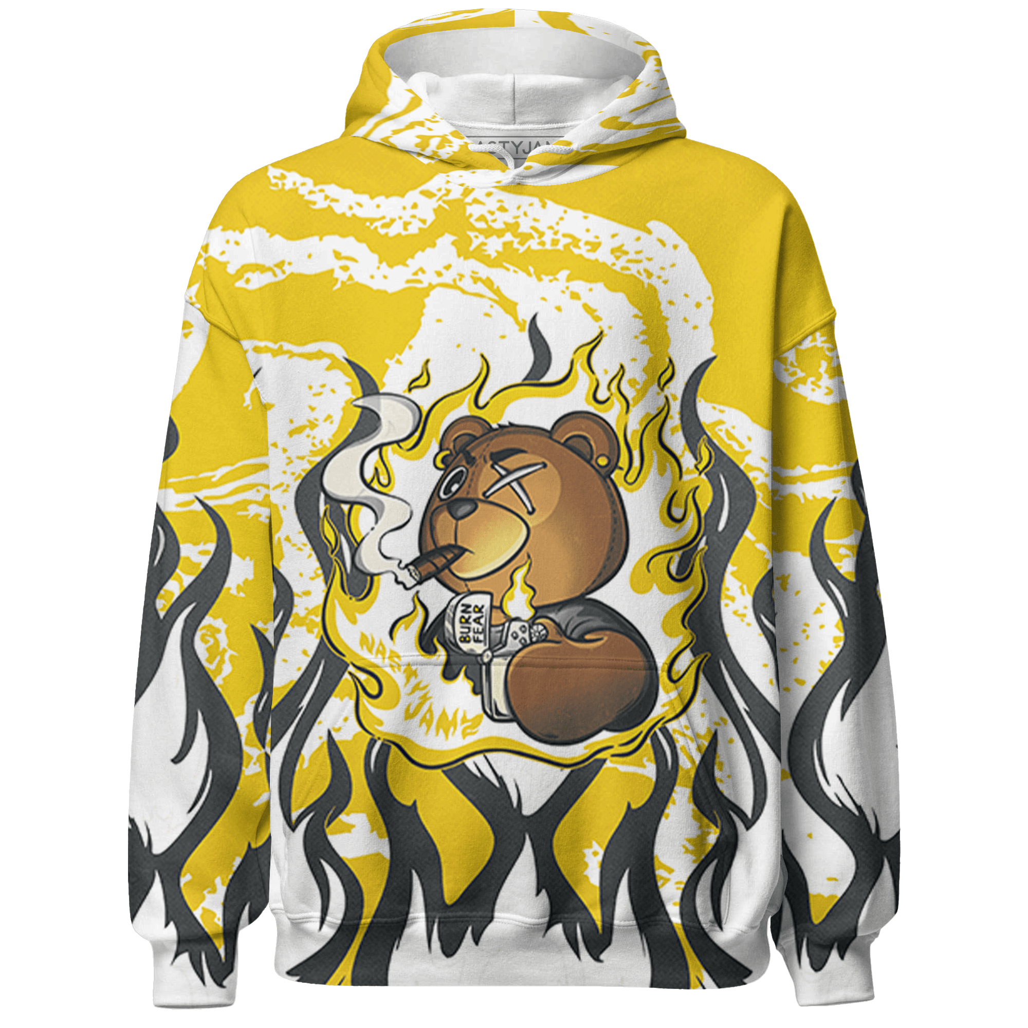 Vivid Sulfur 4s Hoodie Match BER Burn Fear 3D All-Over Print - NastyJamz