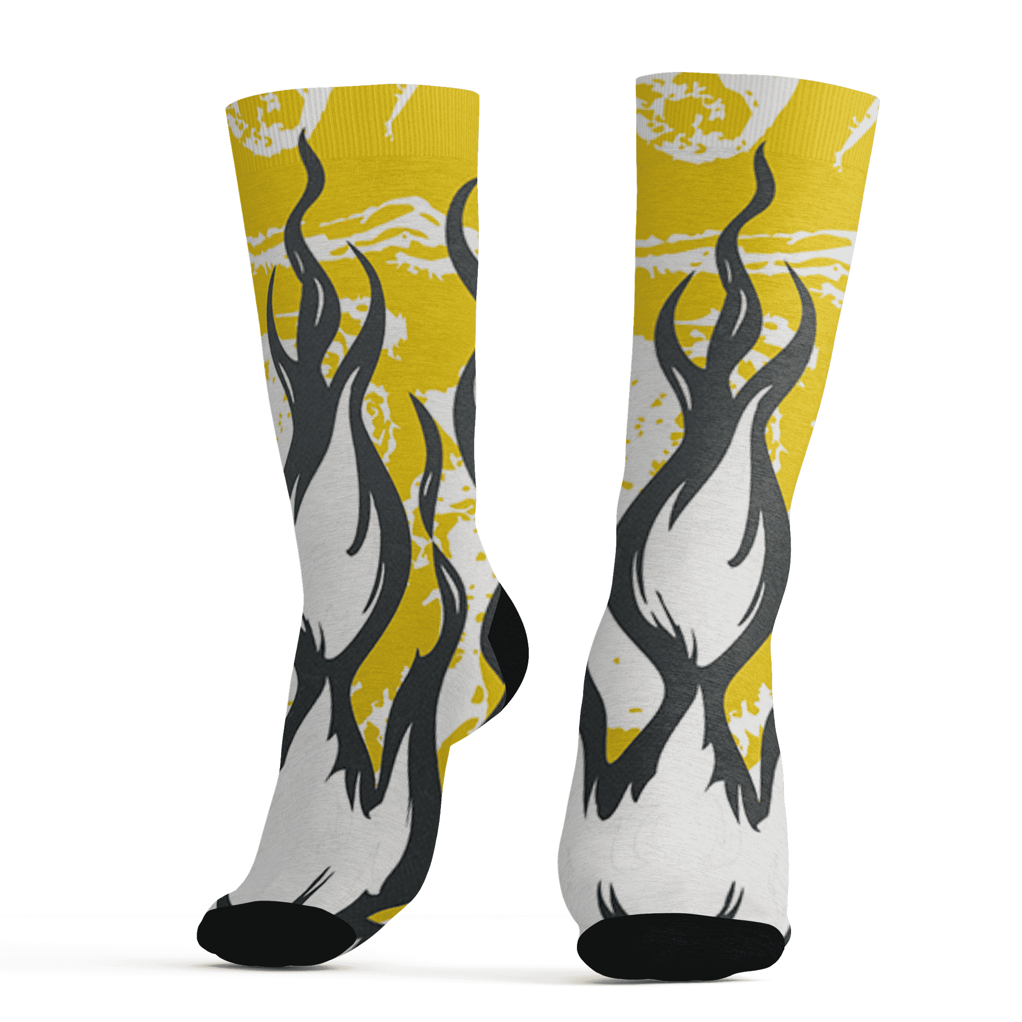 Vivid Sulfur 4s Socks Match BER Burn Fear 3D All-Over Print - NastyJamz