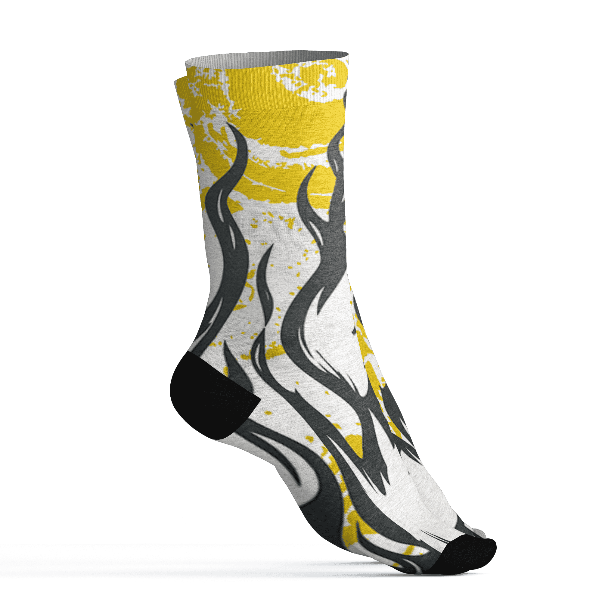 Vivid Sulfur 4s Socks Match BER Burn Fear 3D All-Over Print - NastyJamz