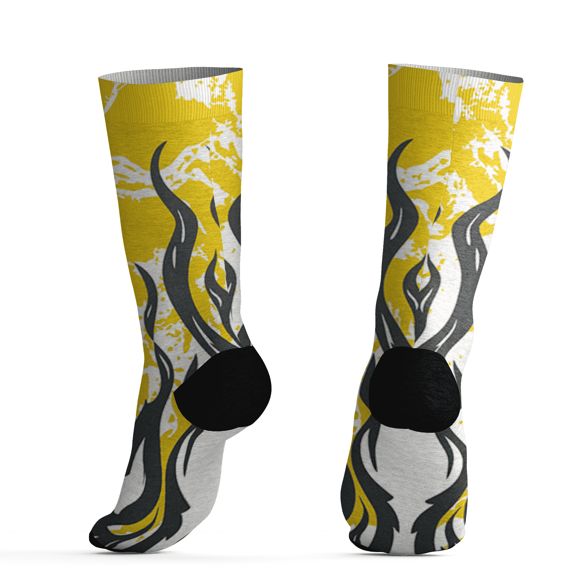 Vivid Sulfur 4s Socks Match BER Burn Fear 3D All-Over Print - NastyJamz