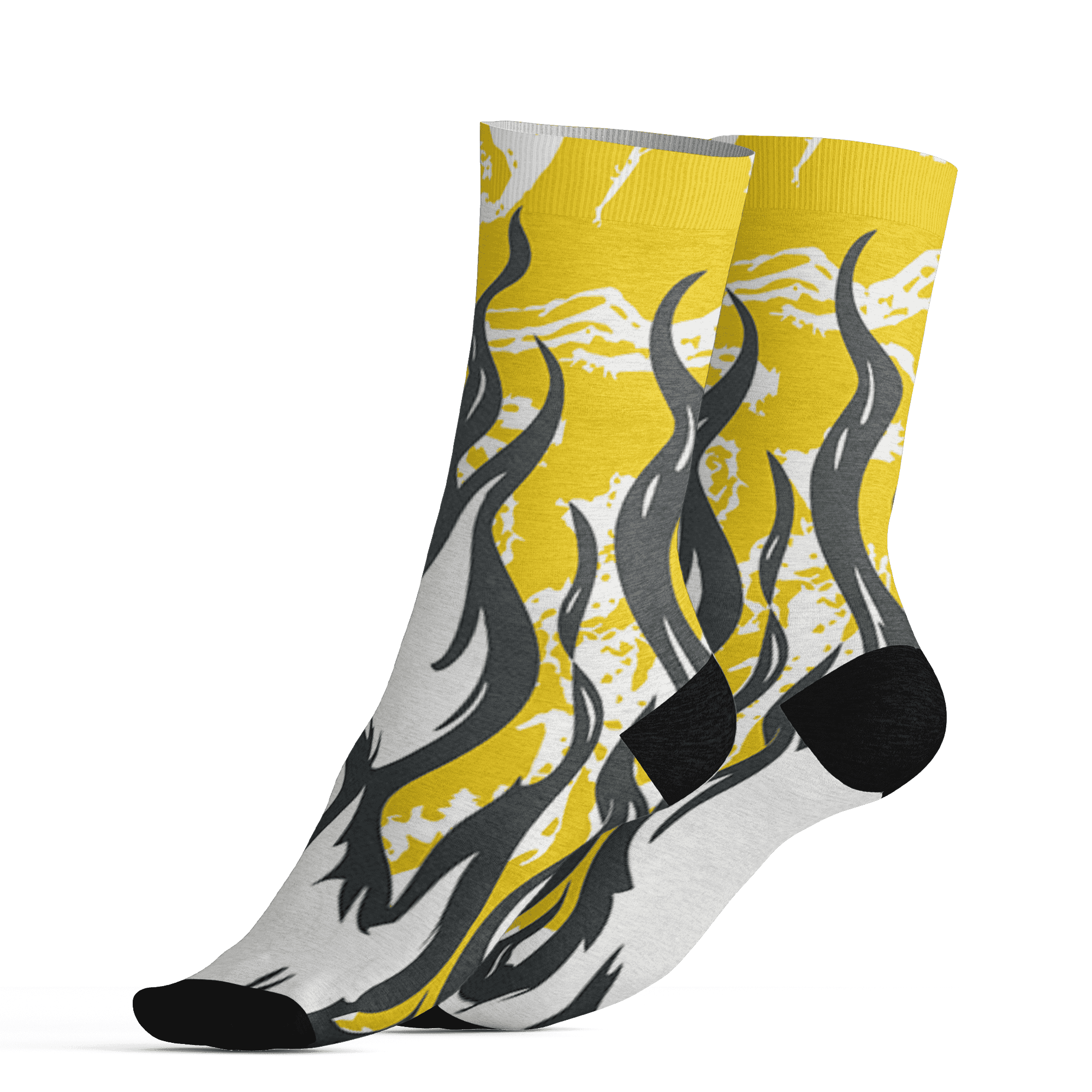 Vivid Sulfur 4s Socks Match BER Burn Fear 3D All-Over Print - NastyJamz